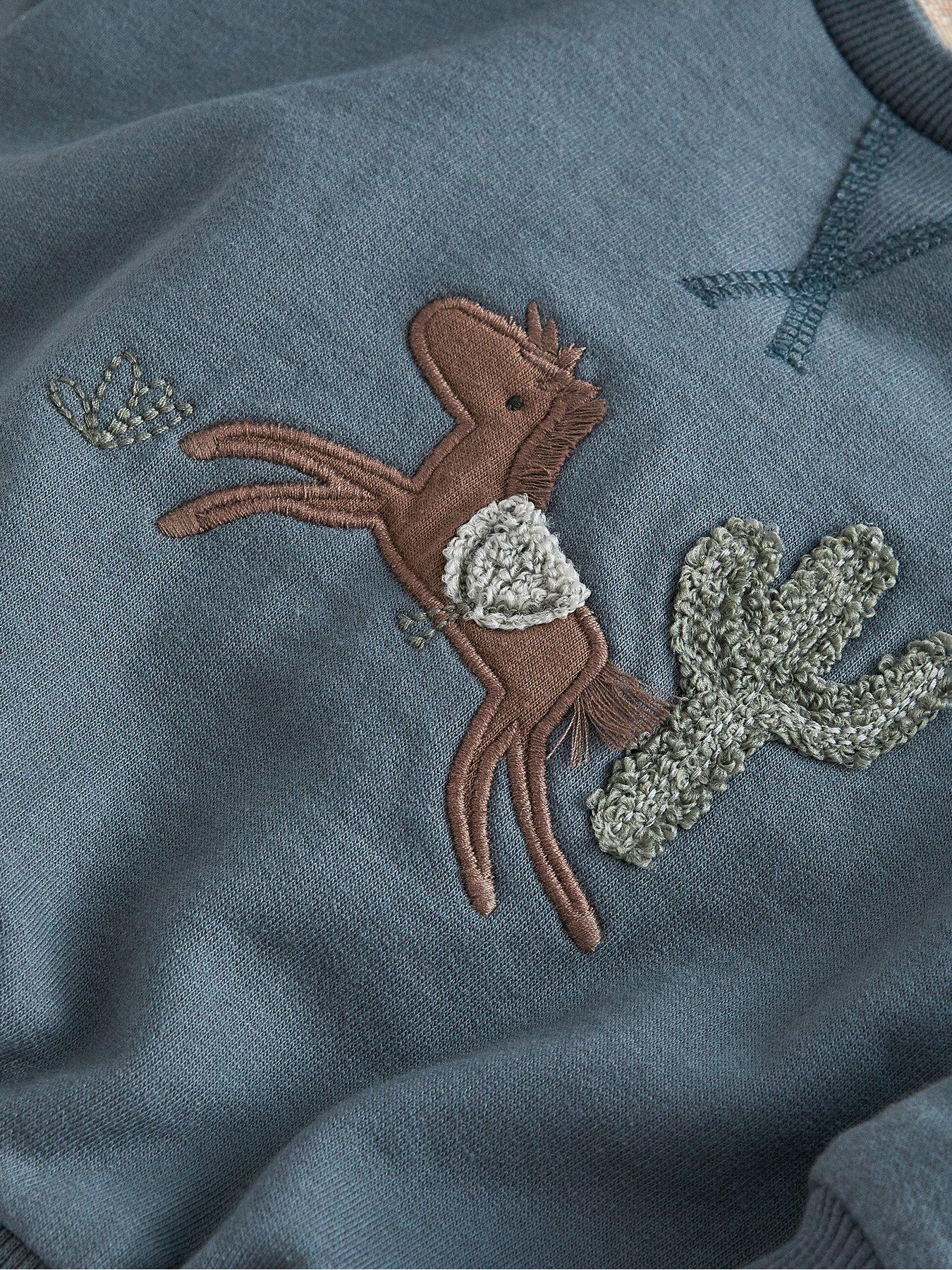 Image 3 of 3 of Mamas & Papas Baby Boys Pony Sweatshirt - Blue