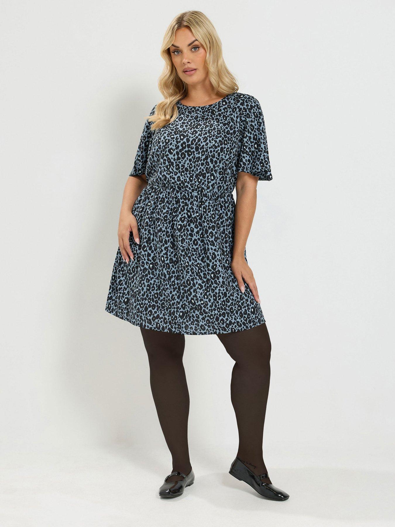 Yours Curve Leopard Mini Dress - Blue