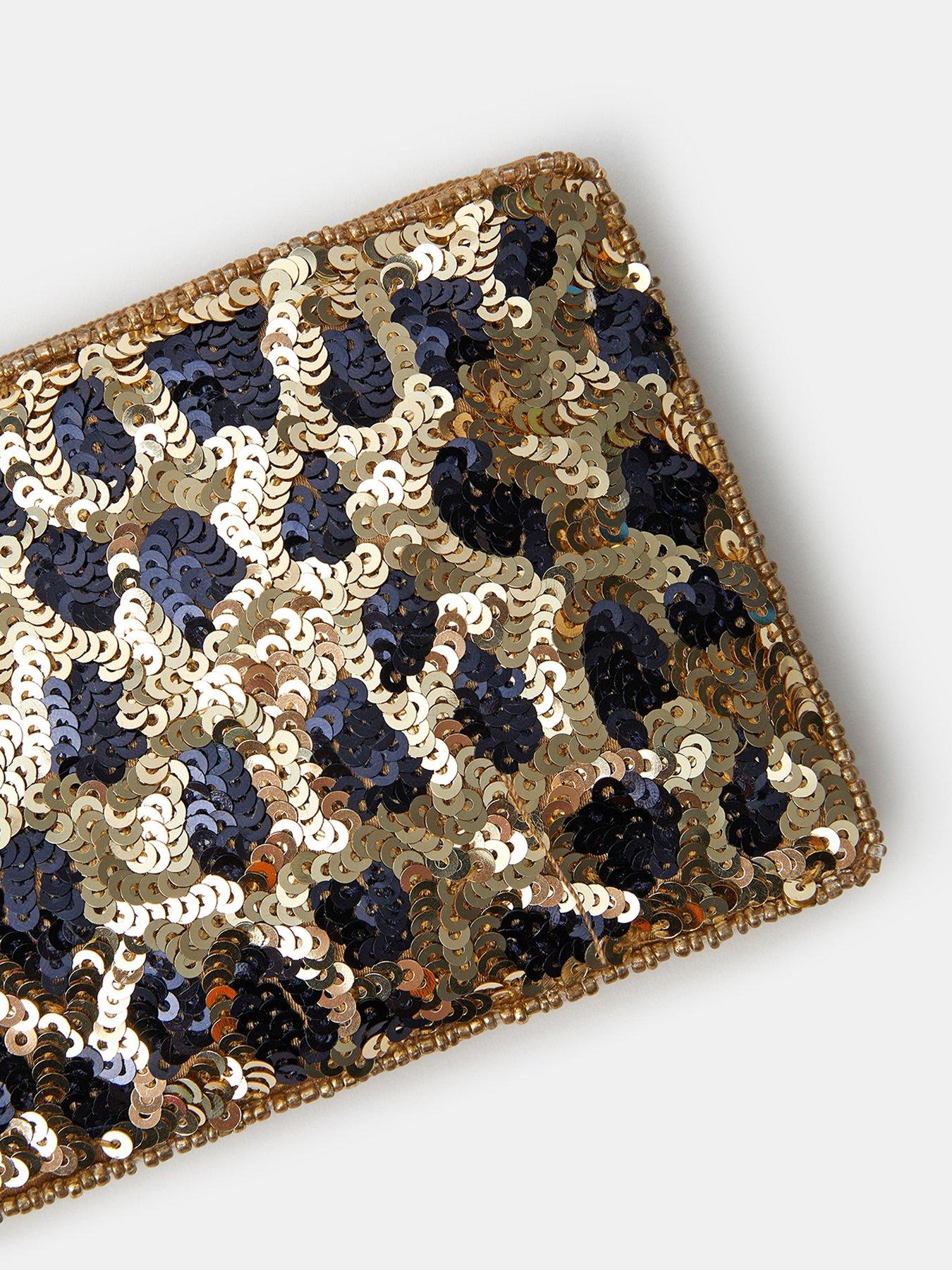 Image 3 of 4 of Accessorize Accessorize Leopard Sequin Coin Purse - Brown