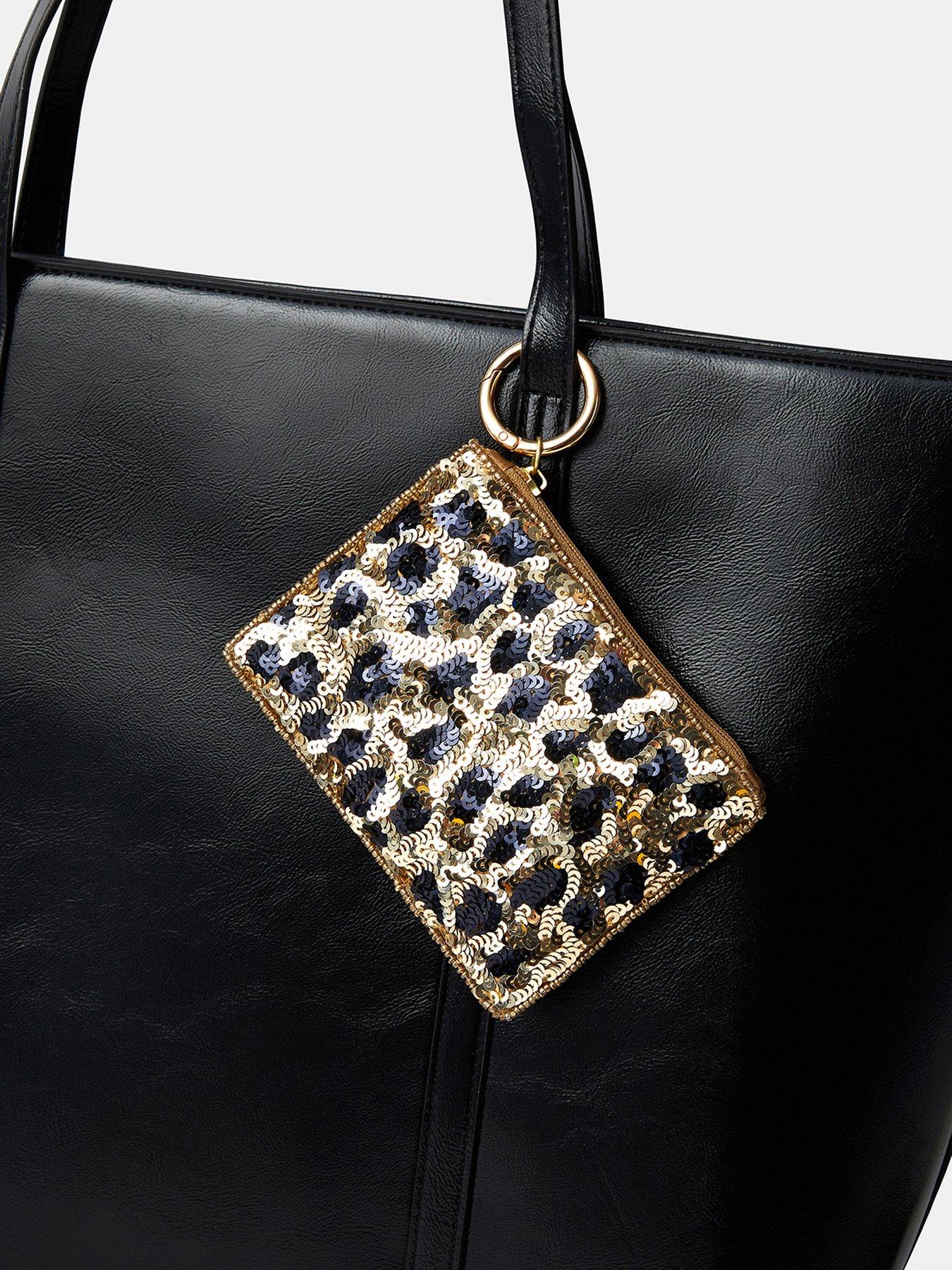 Image 4 of 4 of Accessorize Accessorize Leopard Sequin Coin Purse - Brown