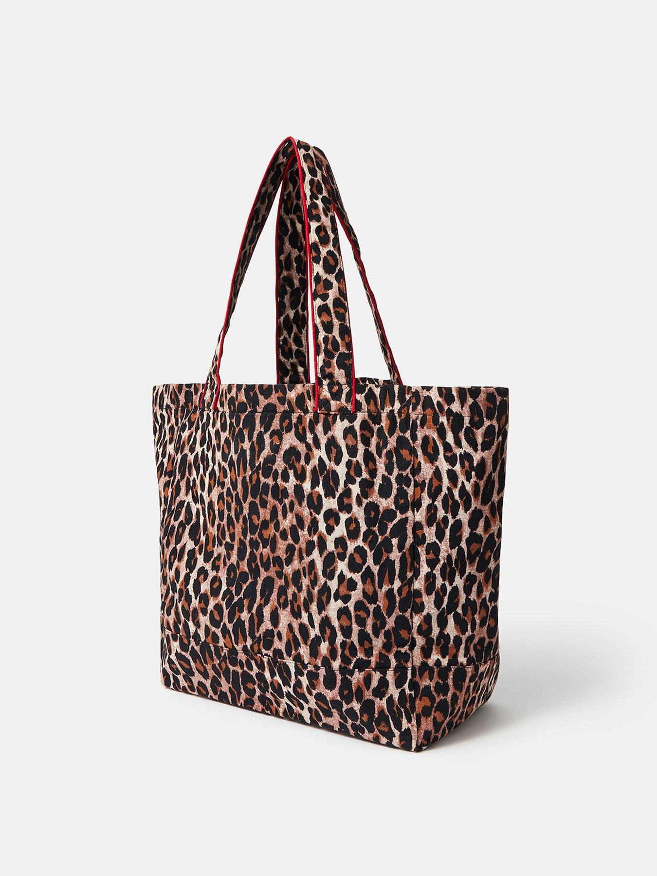 Image 3 of 5 of Accessorize Womens Leopard Print Merci Shopper Bag - Brown