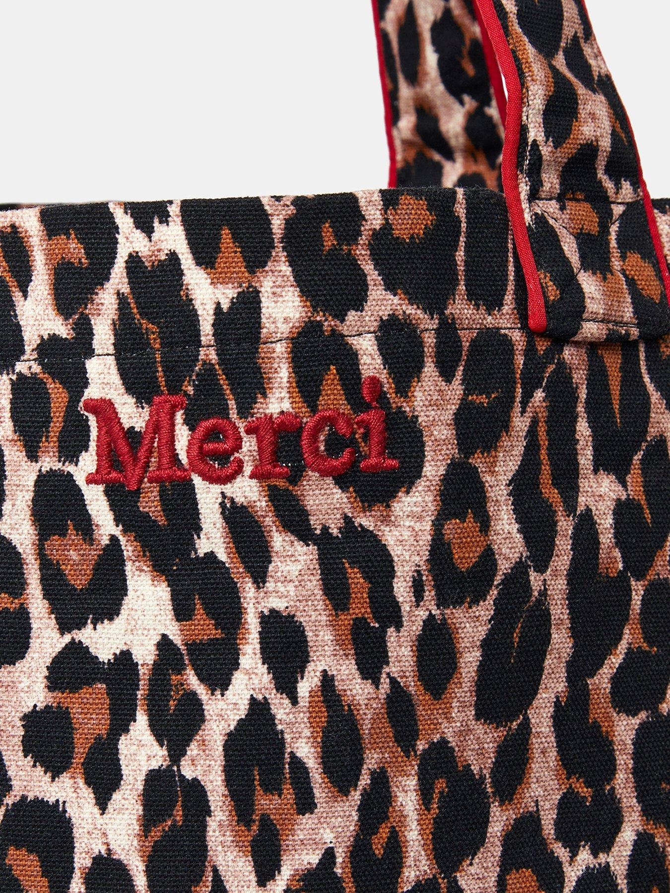 Image 4 of 5 of Accessorize Womens Leopard Print Merci Shopper Bag - Brown