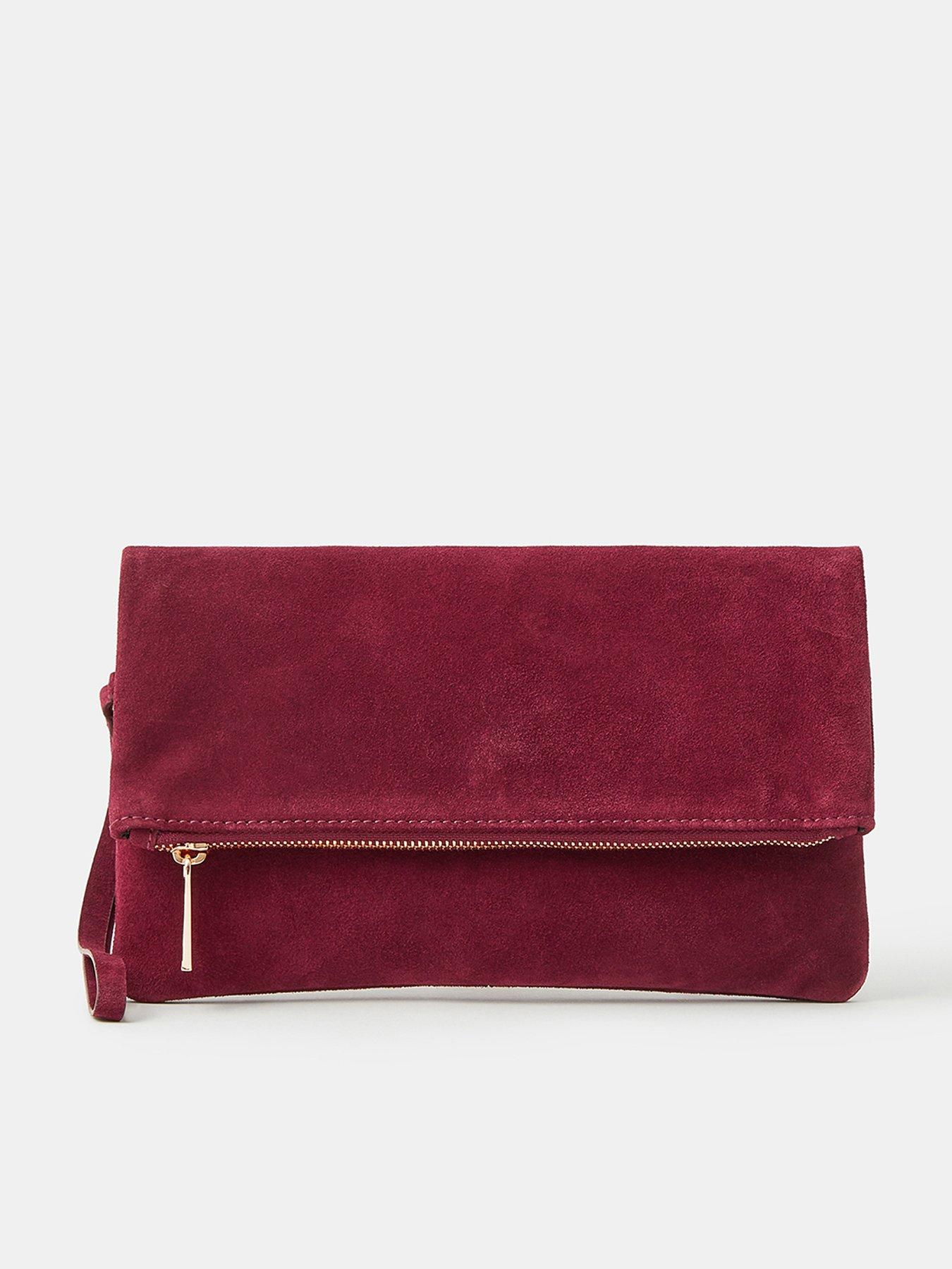 Accessorize Foldover Suede Wristlet Bag - Red