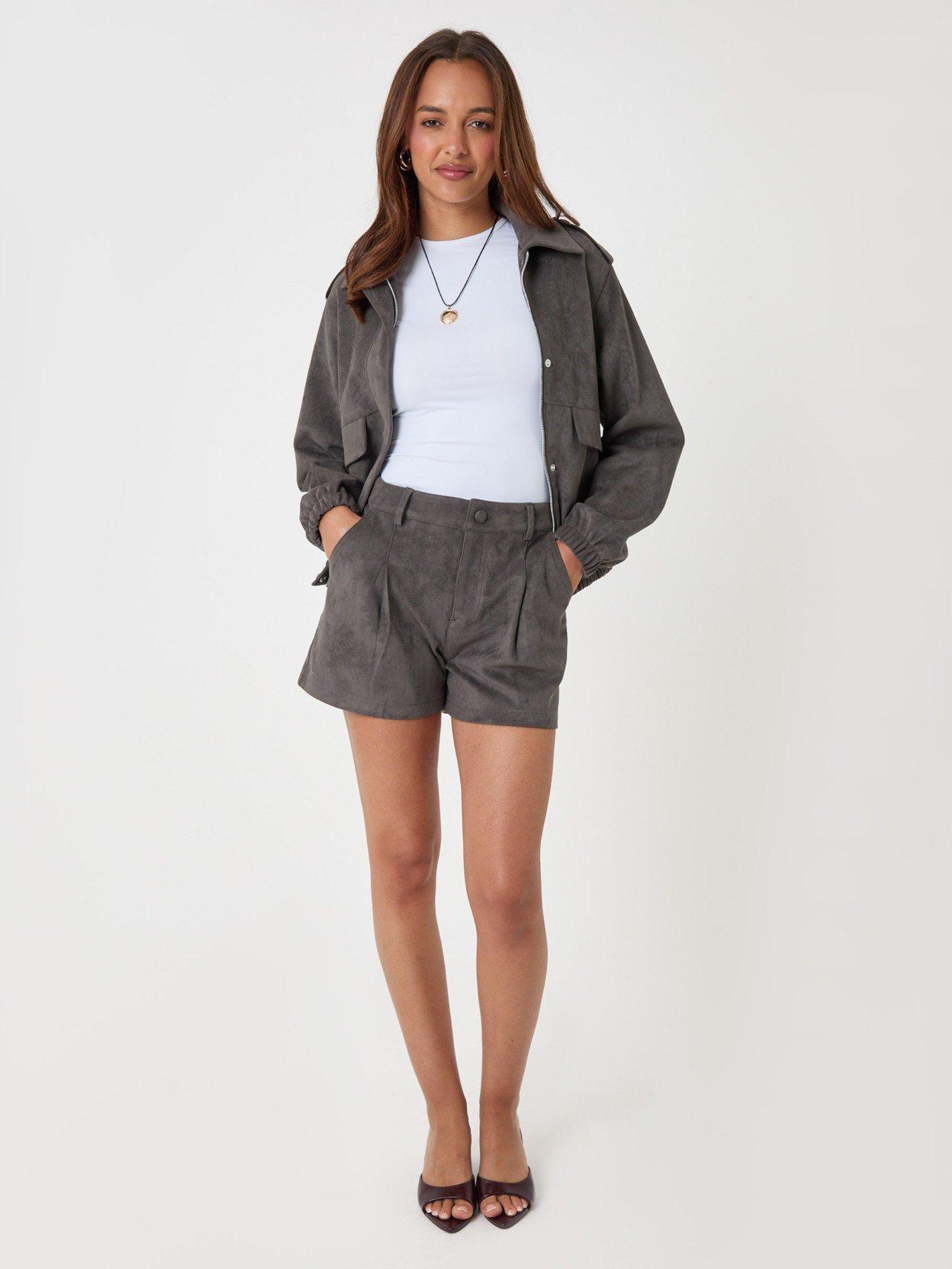 Image 3 of 4 of Threadbare Womens Collared Zip-Through Utility Bomber Jacket - Grey
