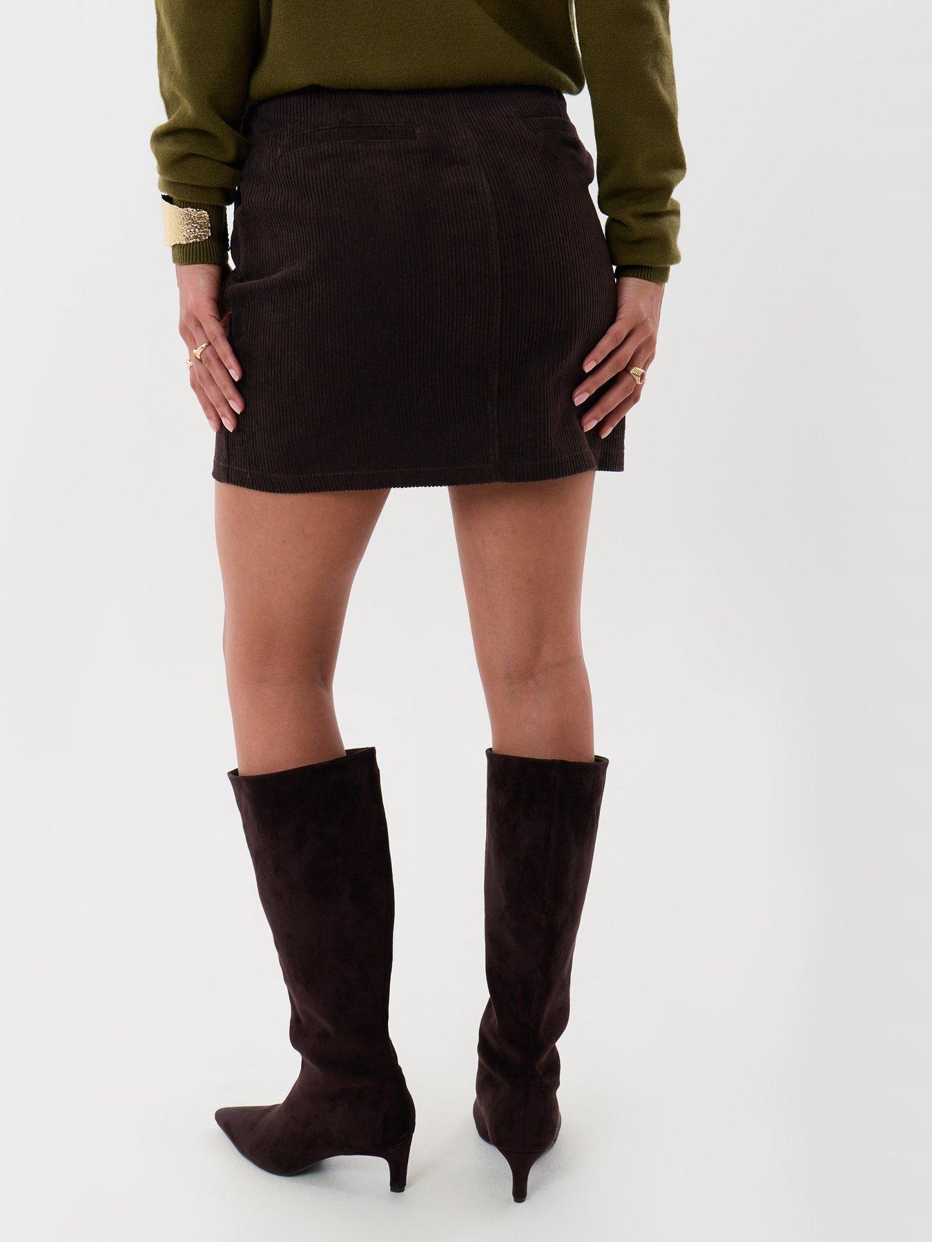 Image 2 of 4 of Threadbare Corduroy Mini Skirt In Chocolate Brown