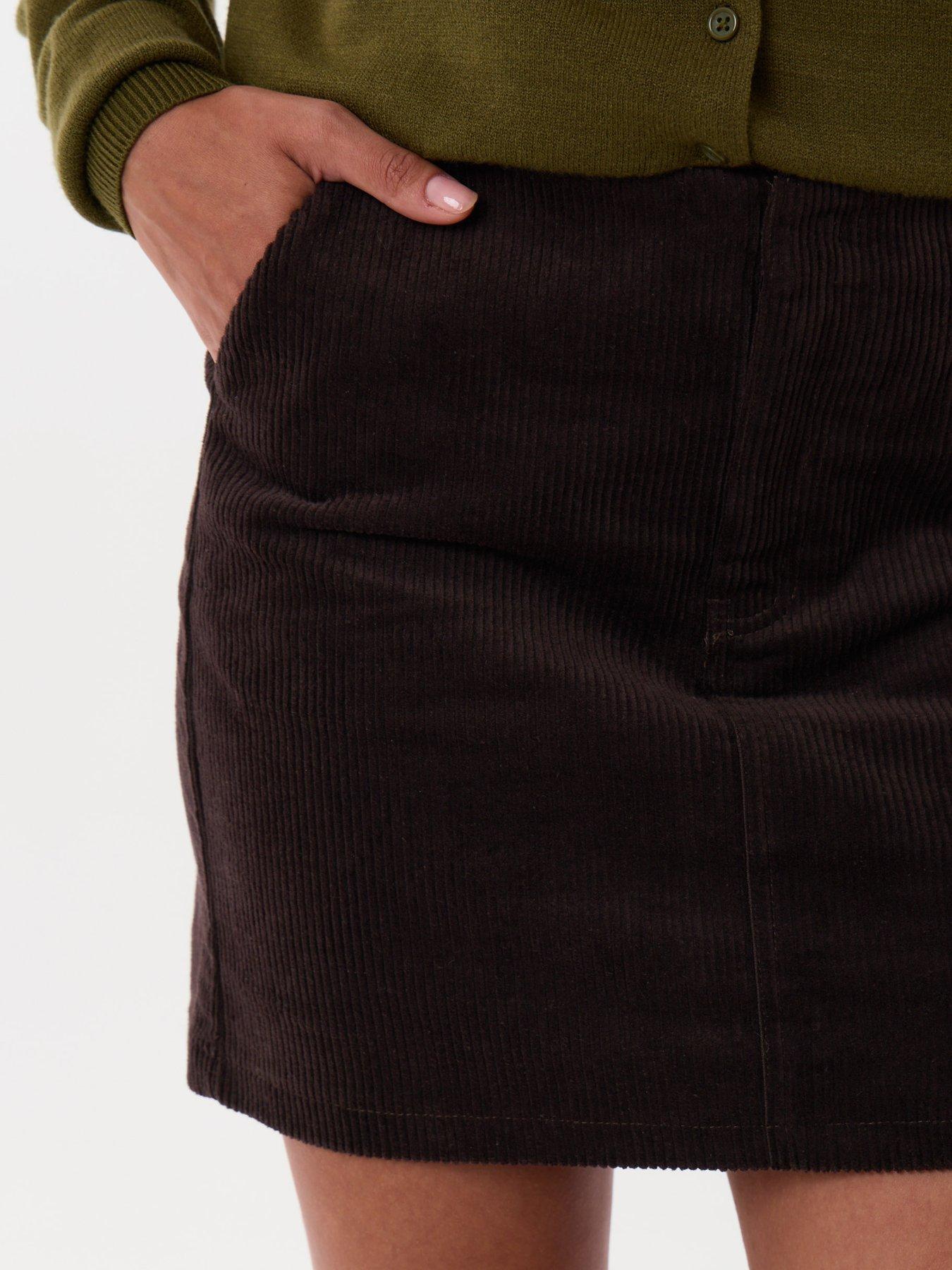 Image 4 of 4 of Threadbare Corduroy Mini Skirt In Chocolate Brown