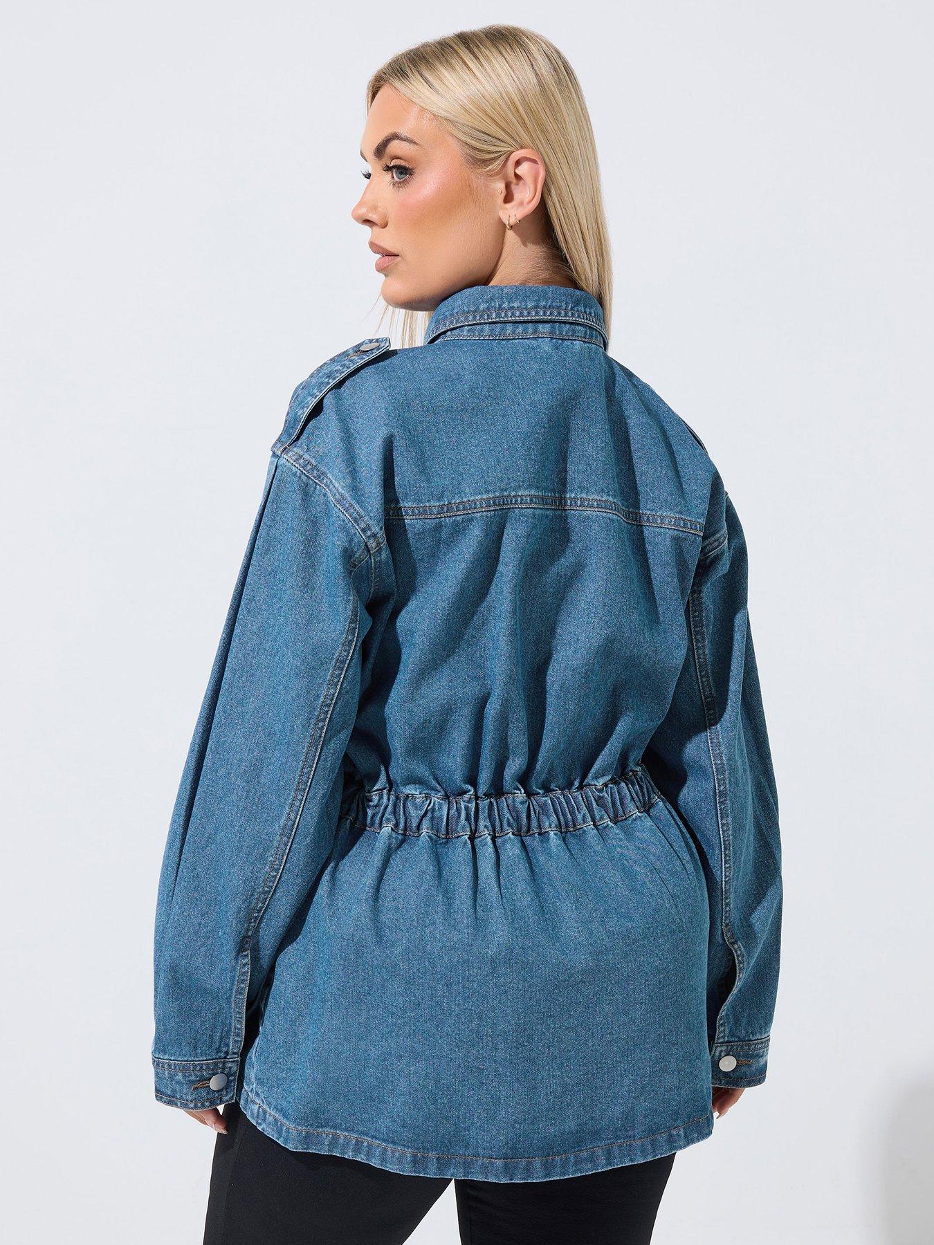 Image 2 of 4 of Yours Curve Elasticated Hem Jacket - Blue
