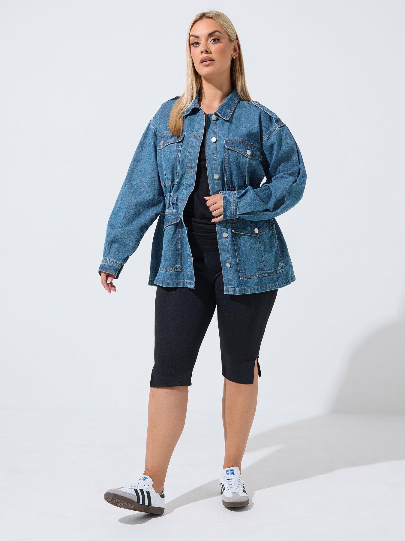 Image 3 of 4 of Yours Curve Elasticated Hem Jacket - Blue