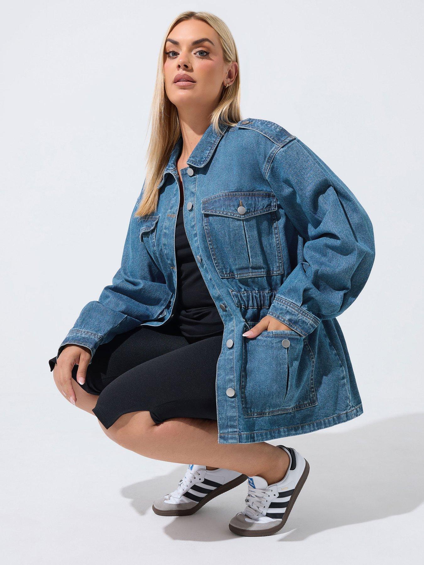 Image 4 of 4 of Yours Curve Elasticated Hem Jacket - Blue