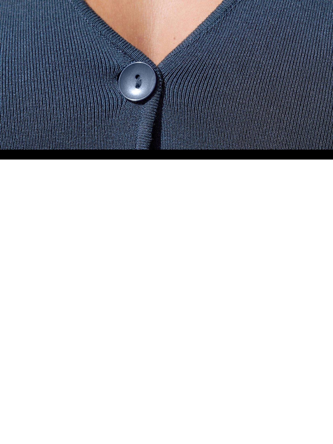 Image 4 of 4 of Yours Curve Flare Hem Long Sleeve Cardigan - Blue