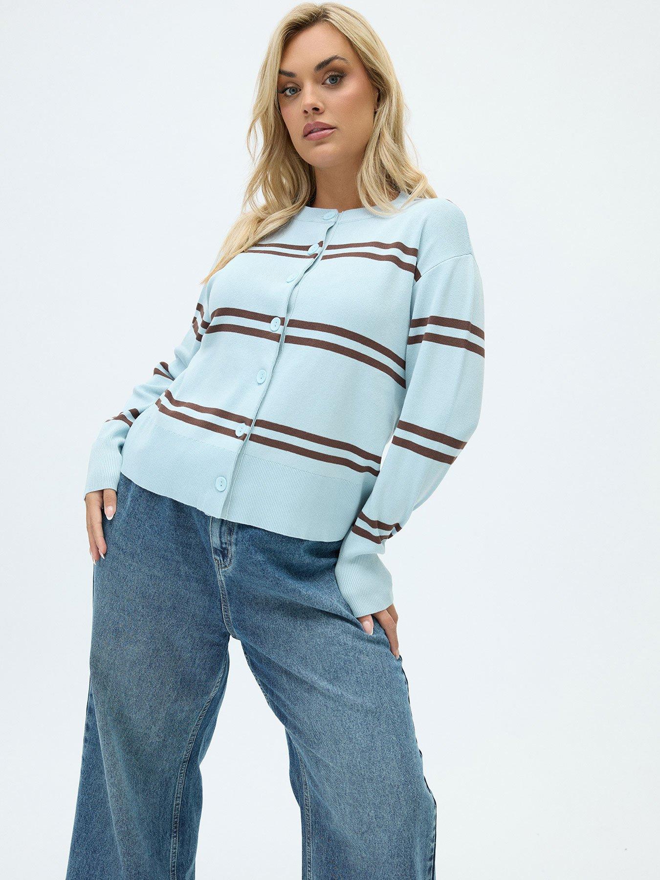 Yours Curve Round Neck Cardigan - Blue