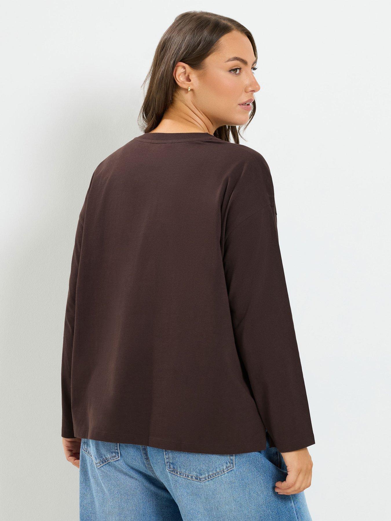 Image 2 of 4 of Yours Women's Curve Long Sleeve Oversize Top - Brown