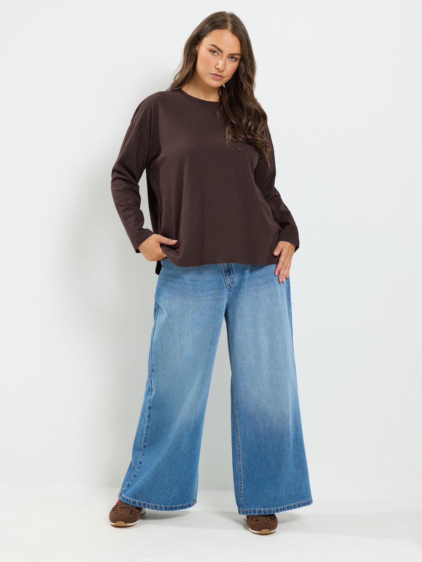 Image 3 of 4 of Yours Women's Curve Long Sleeve Oversize Top - Brown