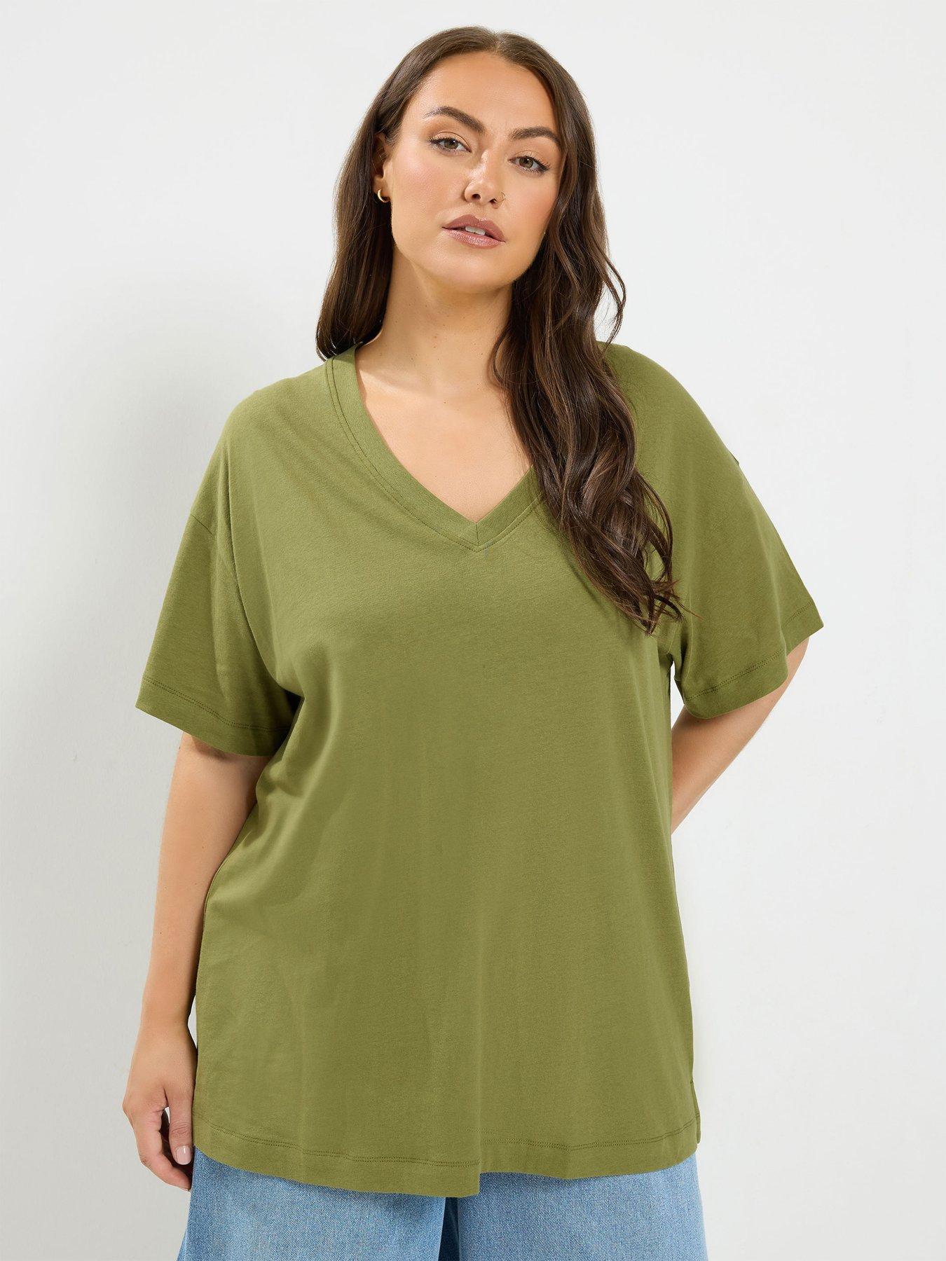 Yours Women's Curve Relaxed Longline T-Shirt - Green