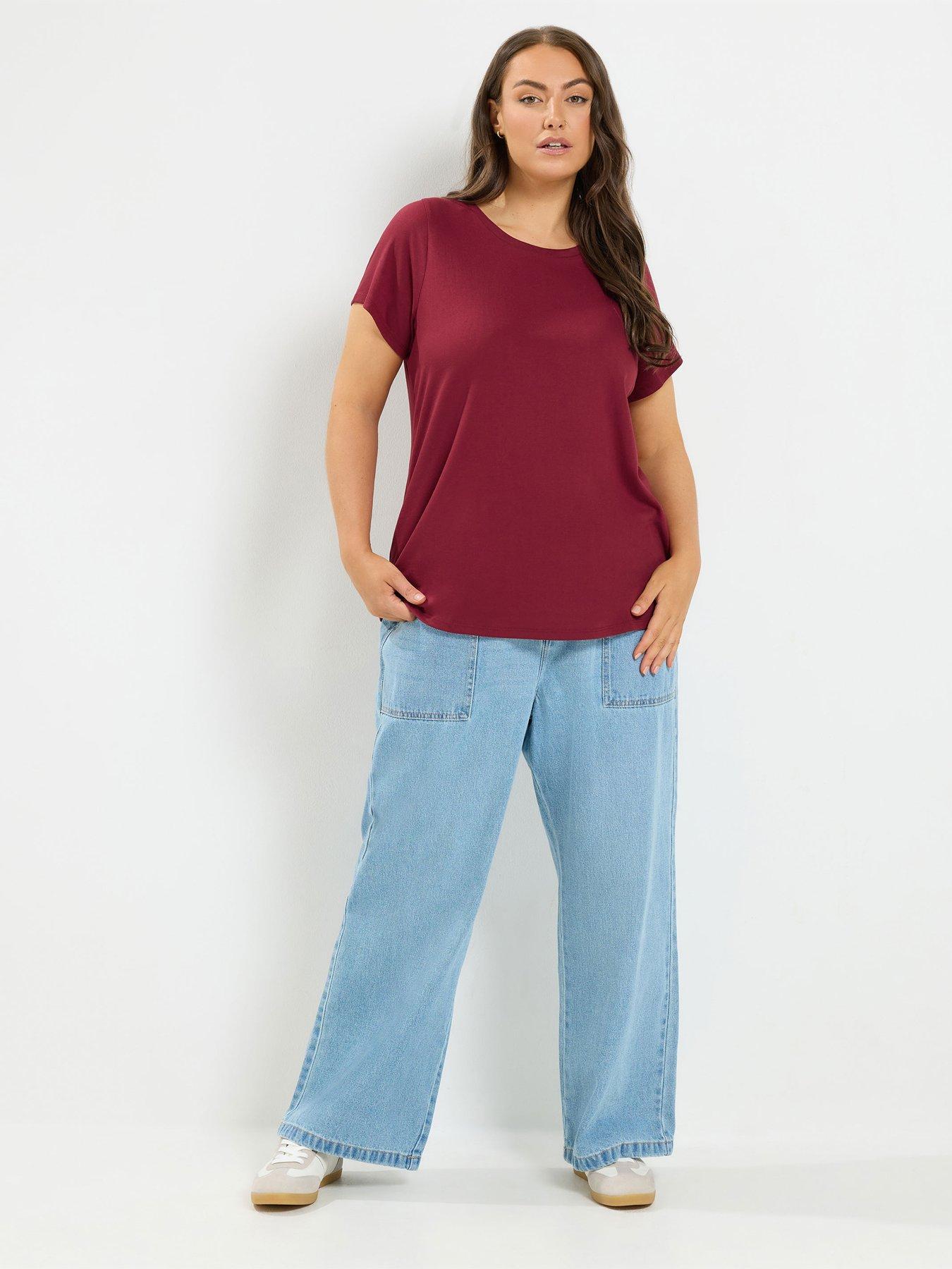 Image 4 of 4 of Yours Women's Curve 2 Pack Short Sleeve T-Shirts - Red/Print
