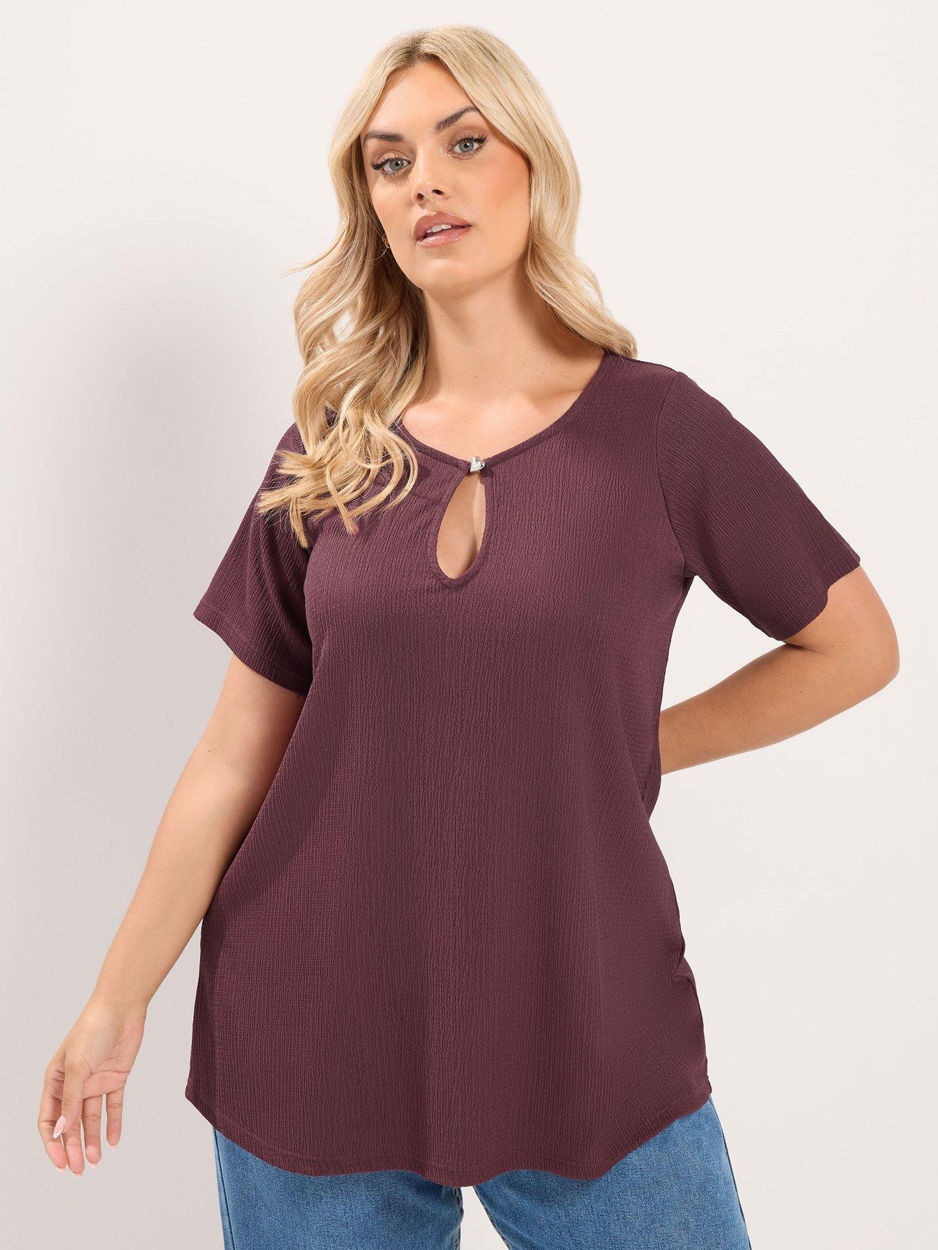 Image 1 of 4 of Yours Curve Button Keyhole Top - Purple
