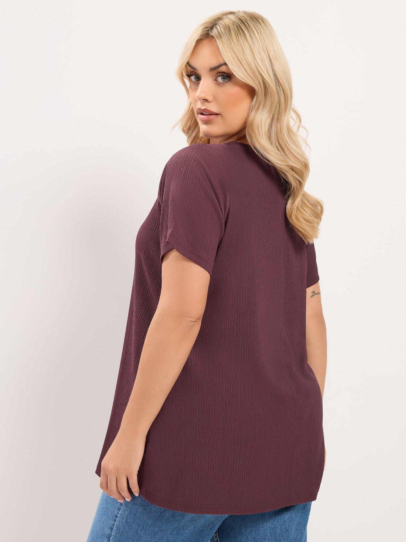 Image 2 of 4 of Yours Curve Button Keyhole Top - Purple