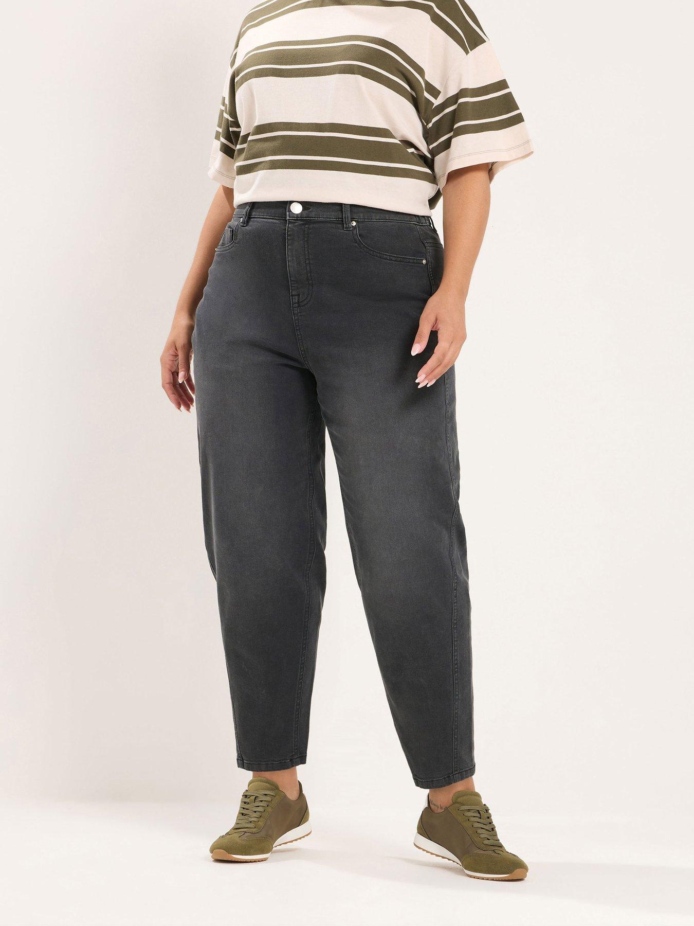 Yours Curve Barrel Leg 30" Jeans - Black