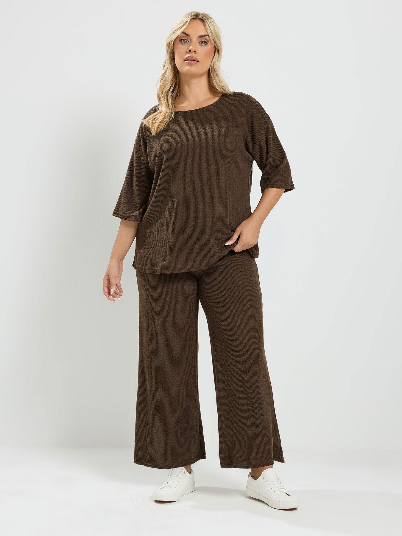 Yours Curve Ribbed Top And Trouser Set