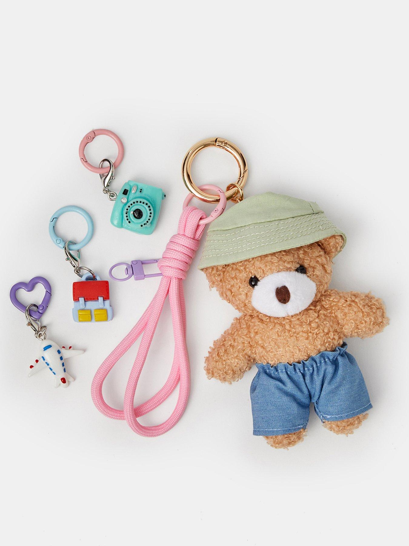 Image 2 of 3 of Accessorize Womens Teddy Charm Bag Buddy - Brown