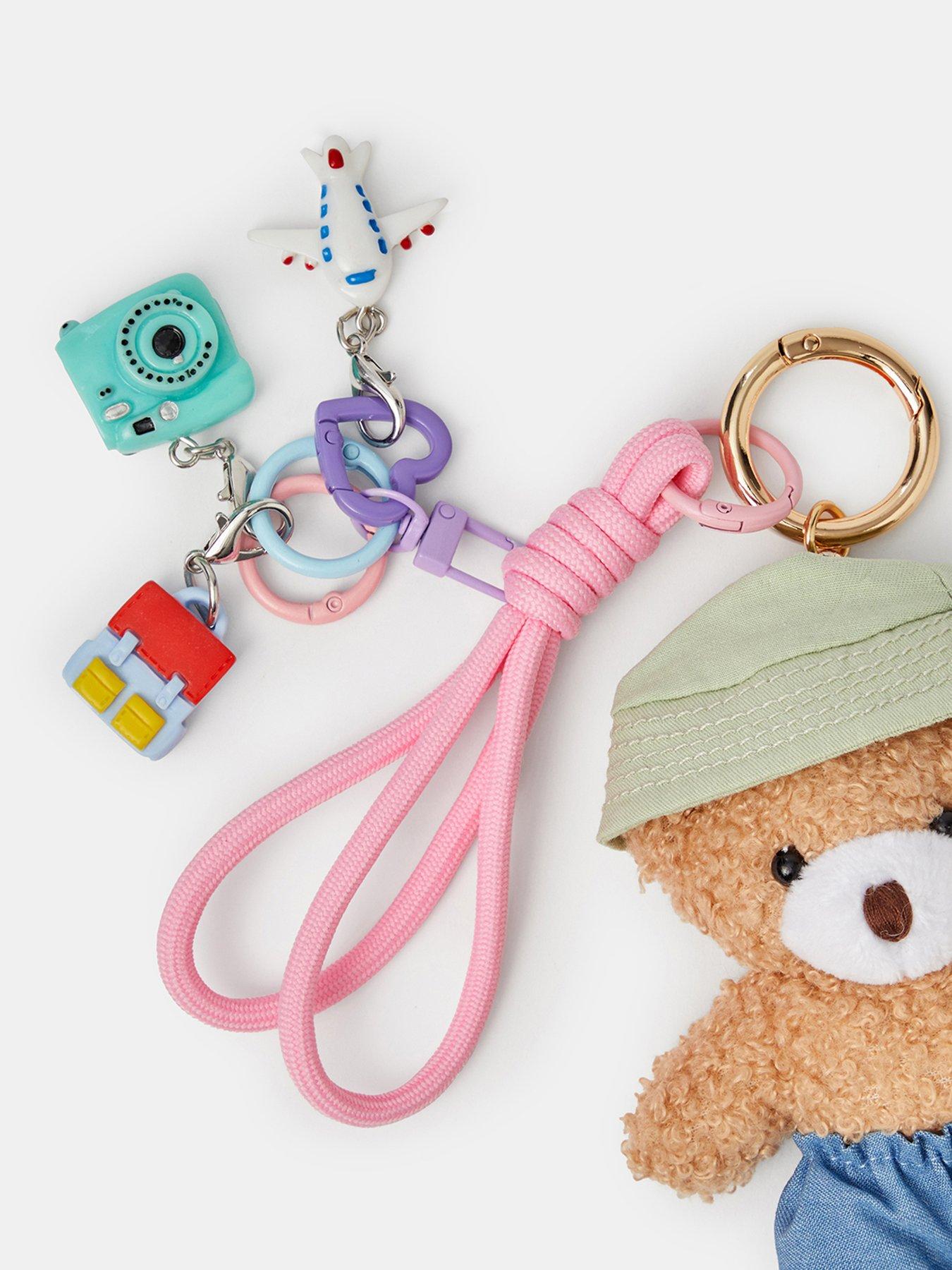 Image 3 of 3 of Accessorize Womens Teddy Charm Bag Buddy - Brown