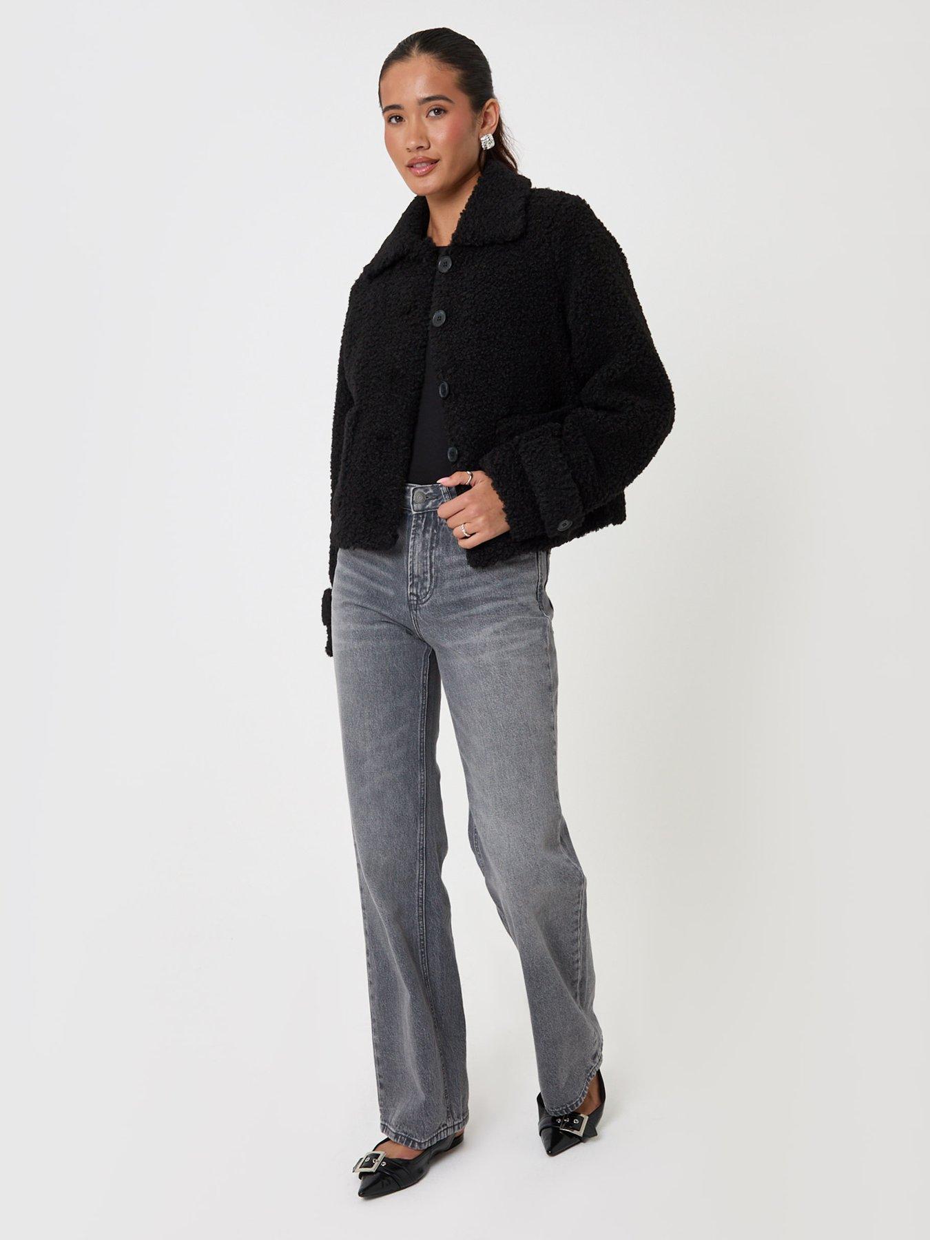 Image 3 of 4 of Threadbare Borg Cropped Jacket In Black