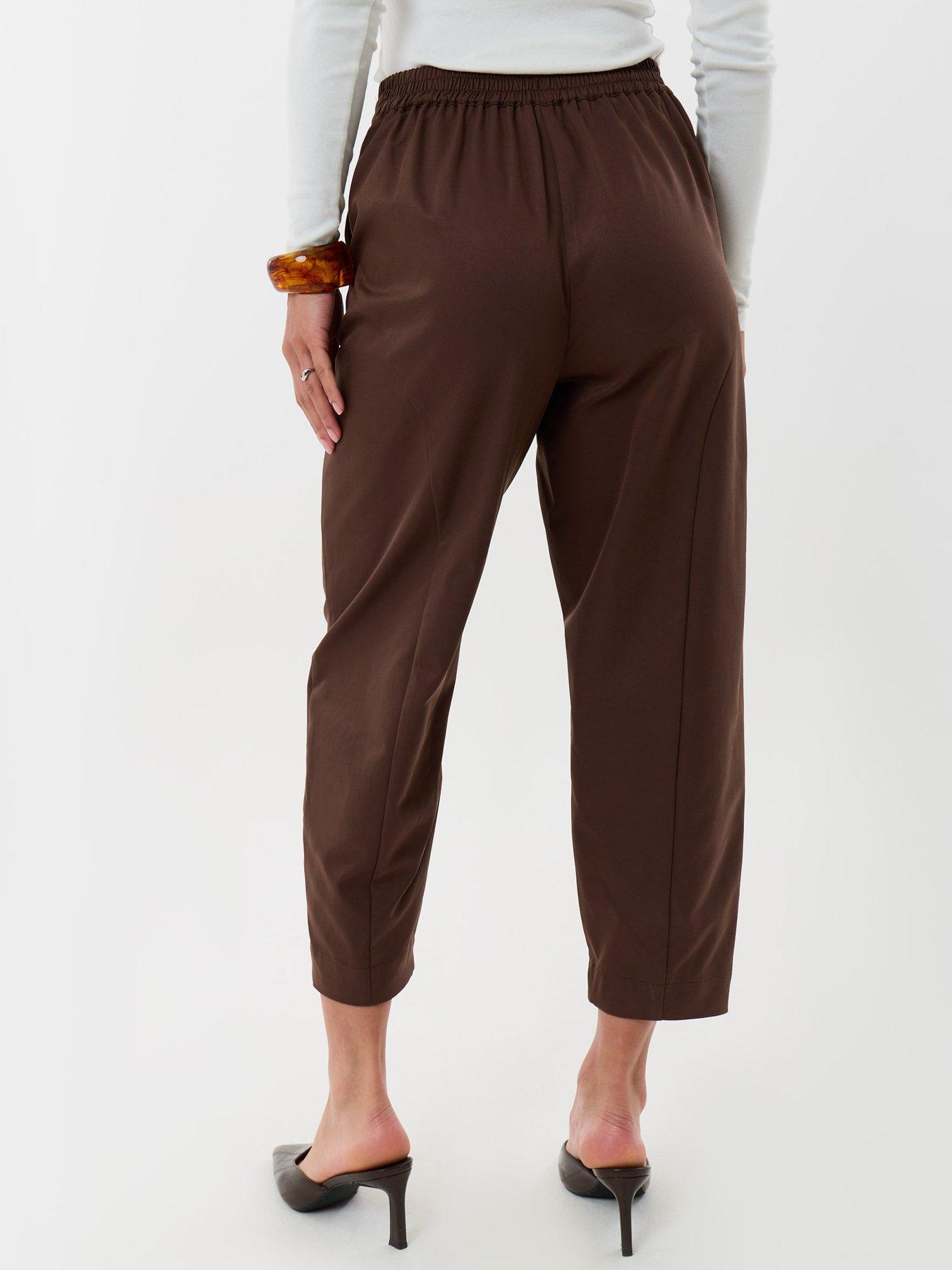 Image 3 of 4 of Threadbare Womens Curved Seam Barrel Leg Trousers - Brown