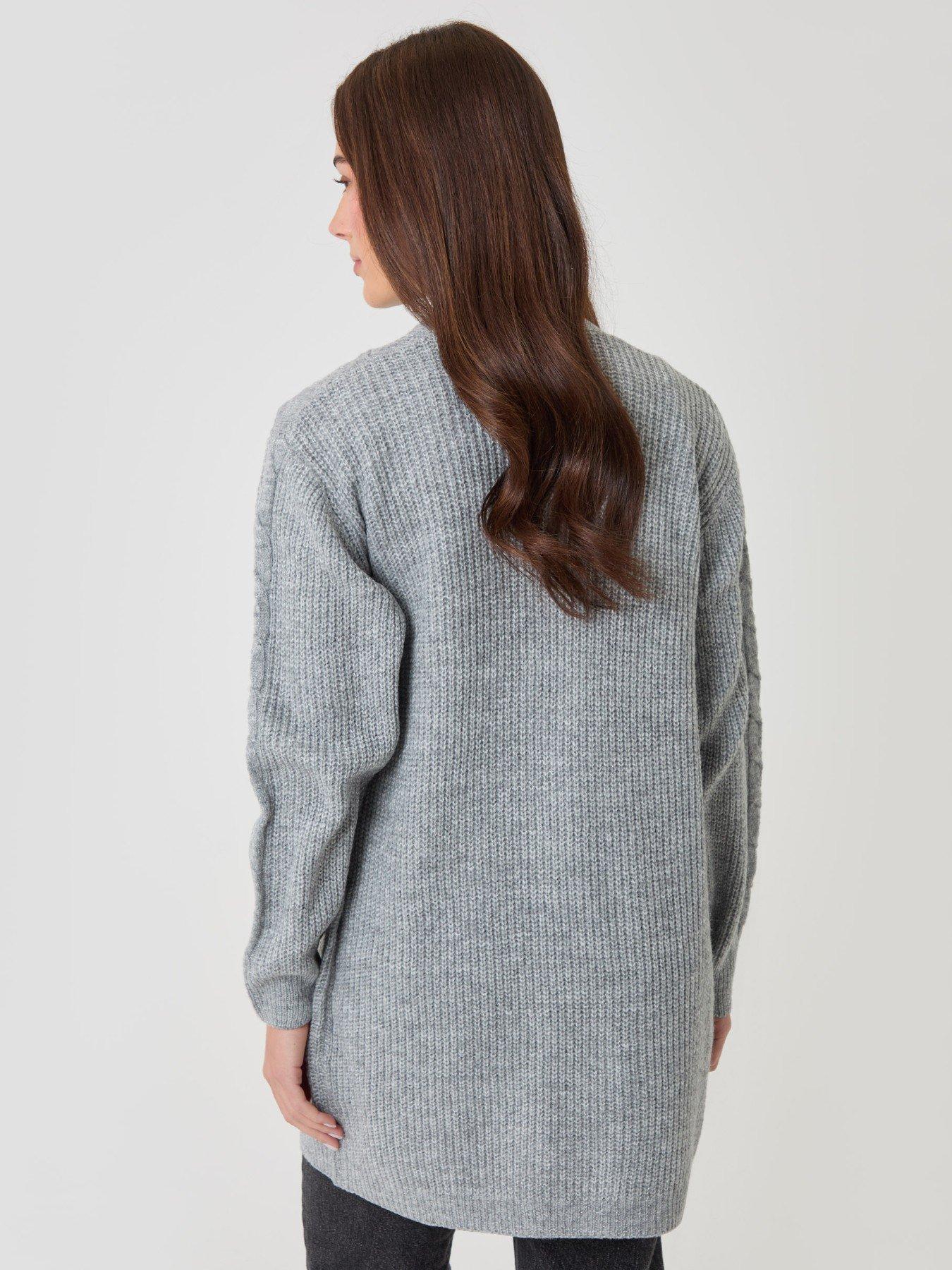 Image 2 of 5 of Threadbare Womens Cable Knit Open Front Cardigan - Grey