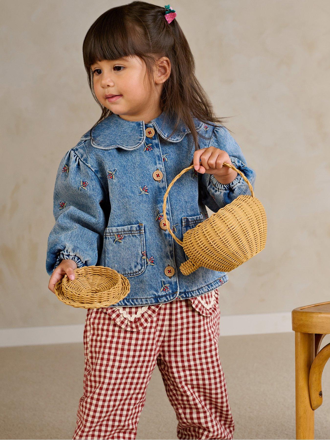 Mamas & Papas Baby Girls Berry Embroidered Denim Jacket - Blue