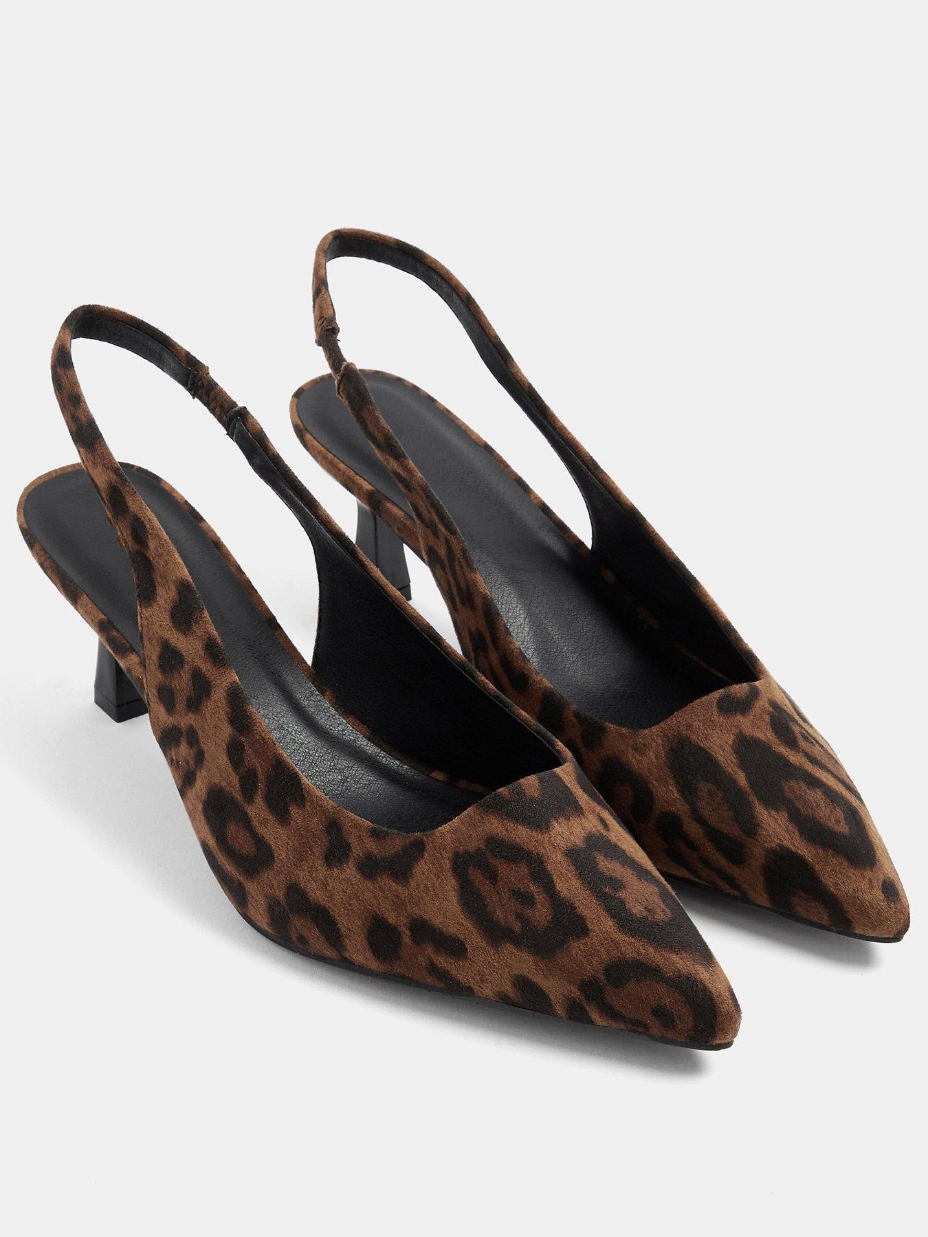 Image 2 of 4 of Yours Curve Extra Wide Fit Slingback Leopard Heels - Brown