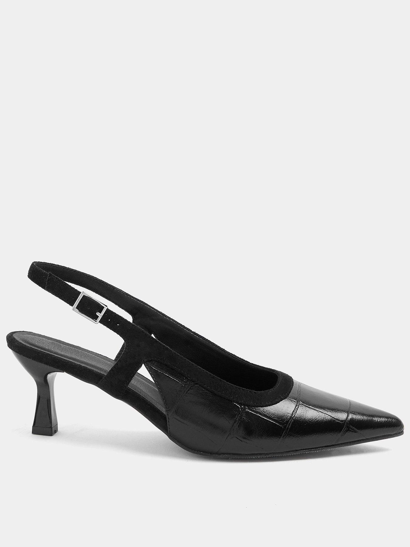 Image 1 of 4 of Yours Curve Wide Fit Croc Slingback Heel - Black