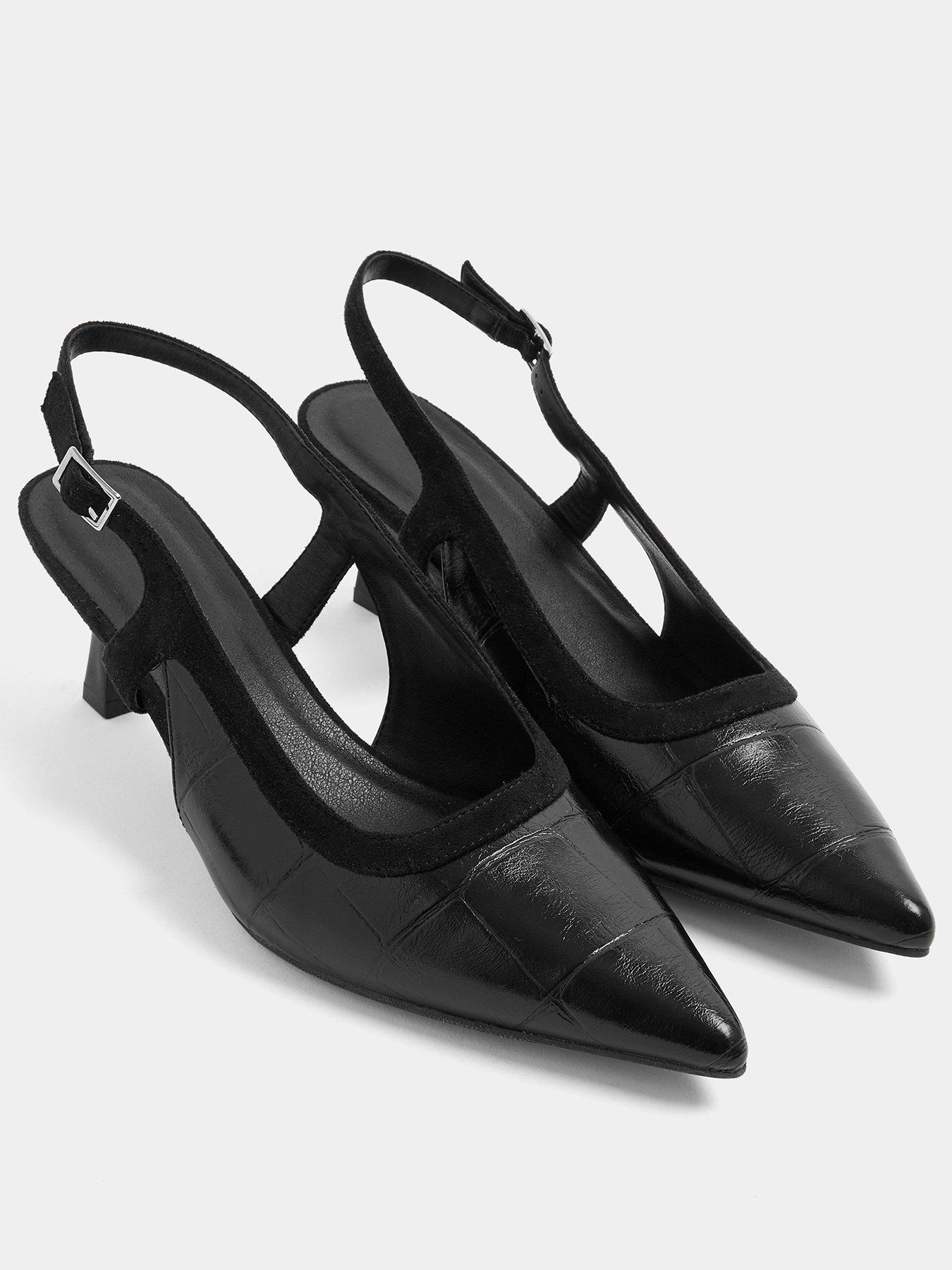 Image 2 of 4 of Yours Curve Wide Fit Croc Slingback Heel - Black