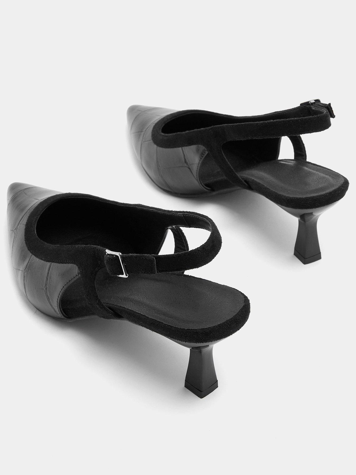 Image 3 of 4 of Yours Curve Wide Fit Croc Slingback Heel - Black