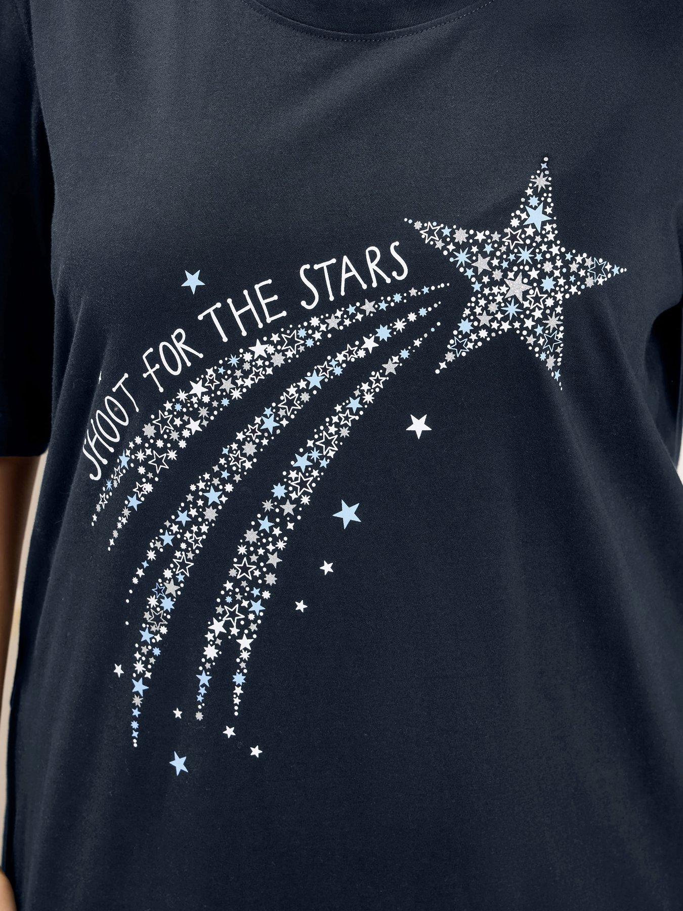 Image 4 of 4 of Yours Women's Curve Stars Side Split Nightdress - Navy