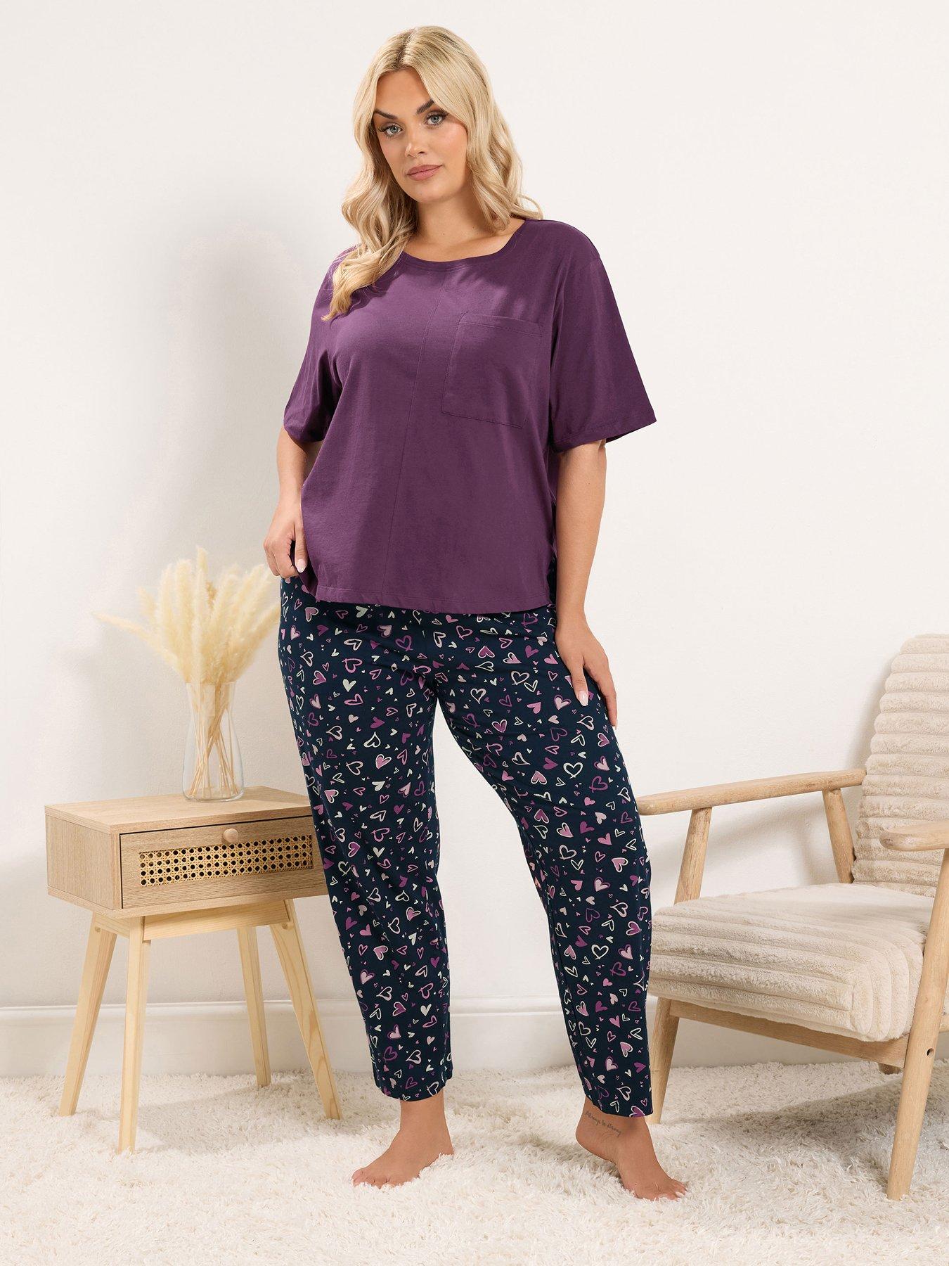 Yours Curve Short Sleeve Wide Leg PJ Set - Red