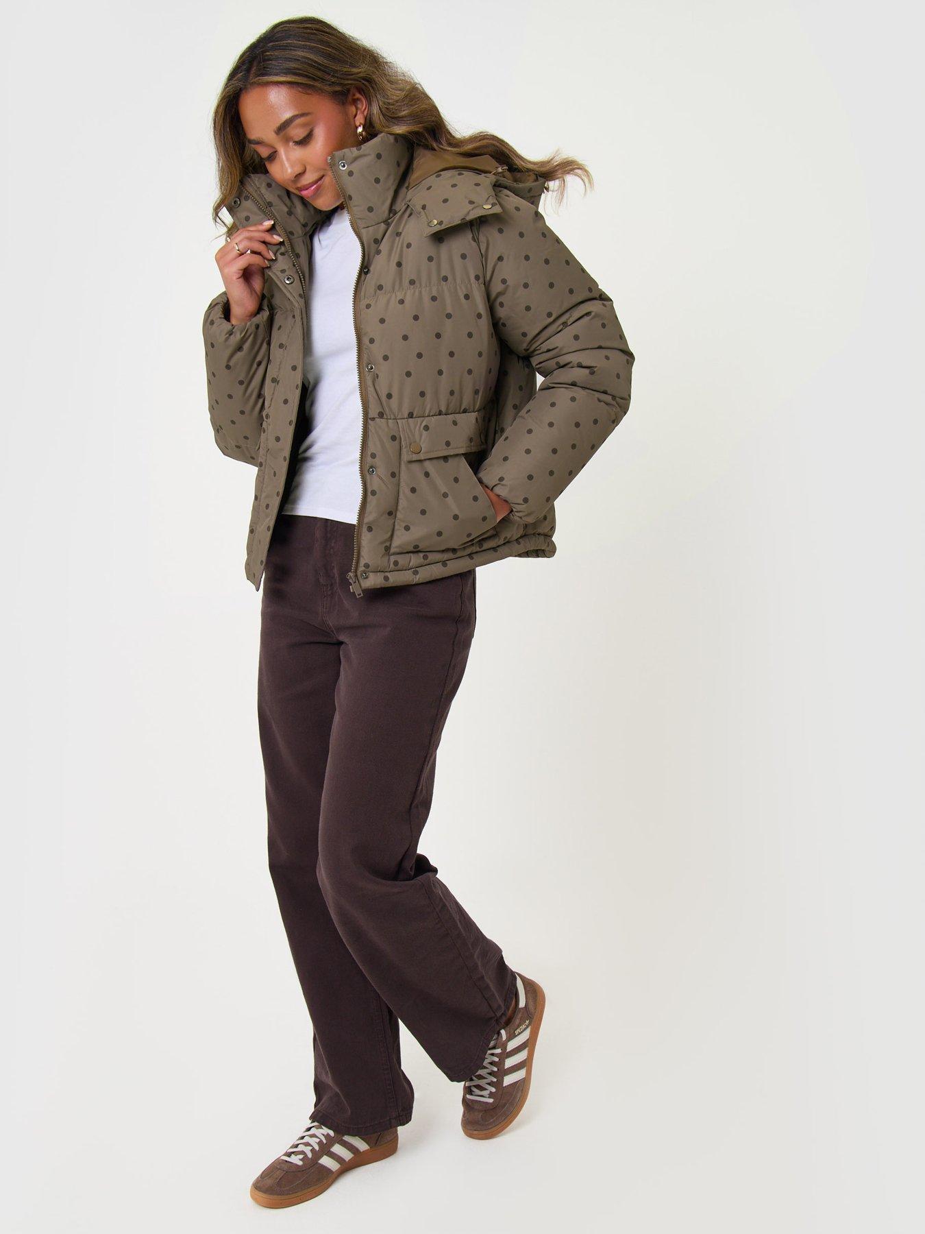 Image 3 of 4 of Threadbare Womens Printed Padded Hooded Puffer Coat - Brown