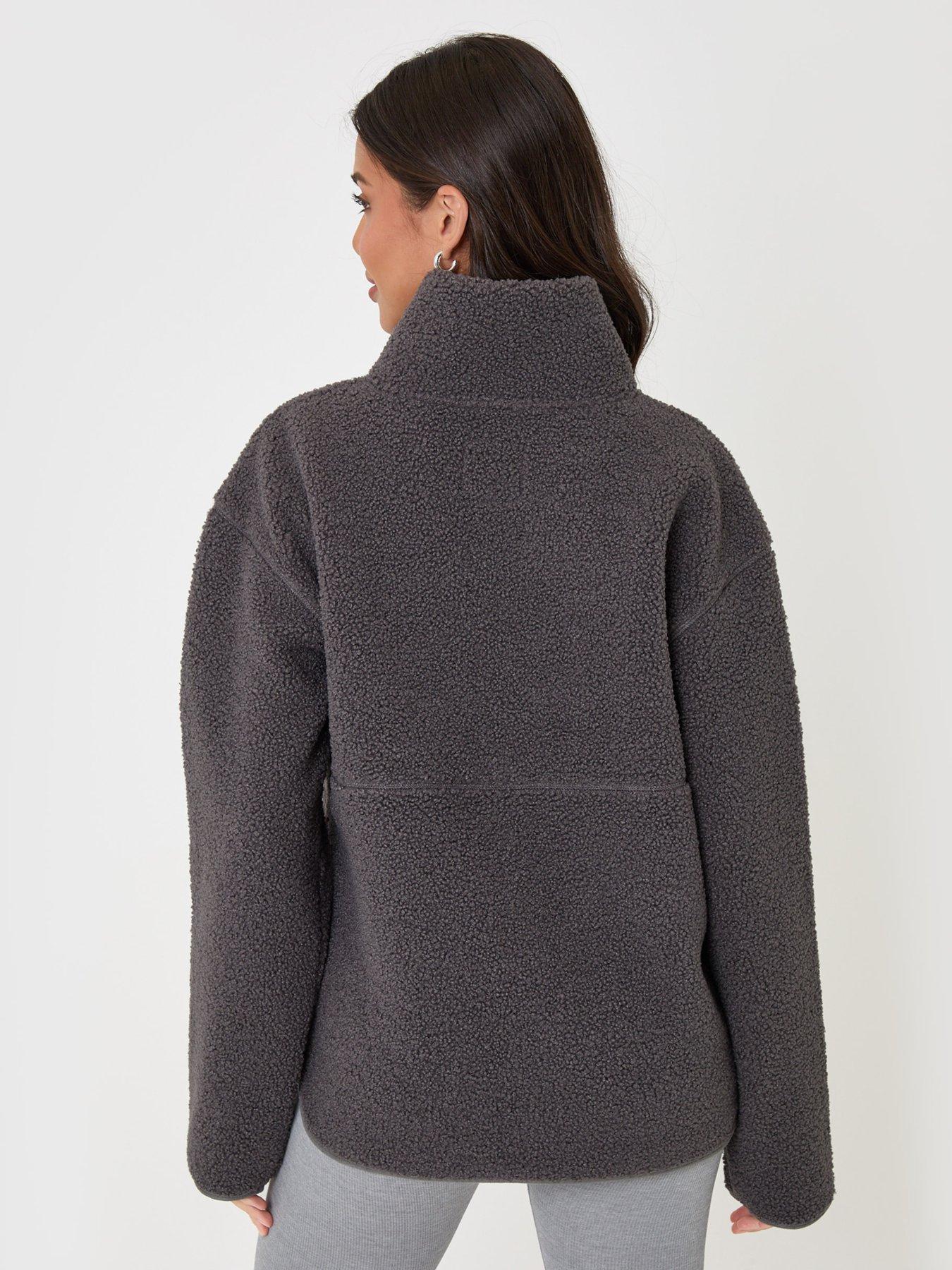 Image 2 of 7 of Threadbare Womens Half-Zip Borg Fleece High Collar Zip Pocket - Grey