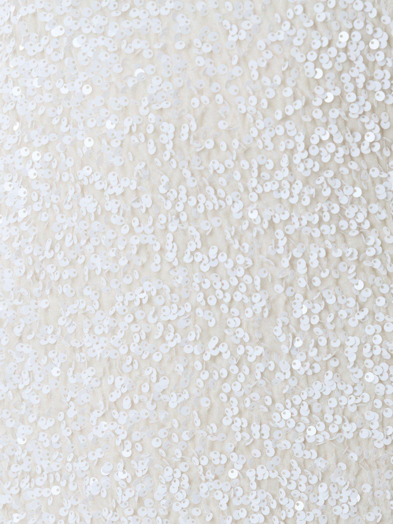 Image 5 of 5 of Threadbare Sequin Slash Neck Dress With Bow Detail In White
