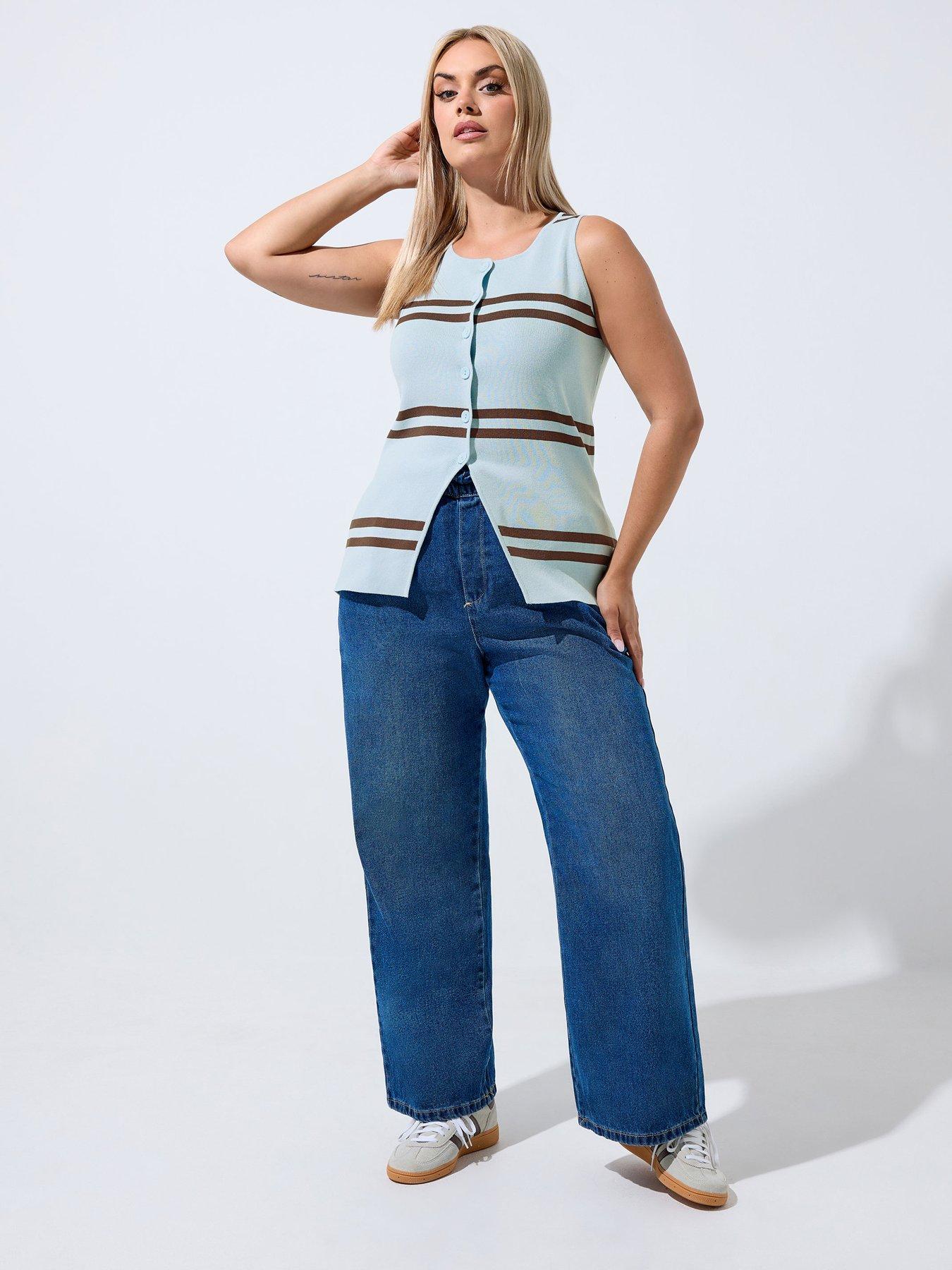 Image 3 of 4 of Yours Curve Stripe Waistcoat