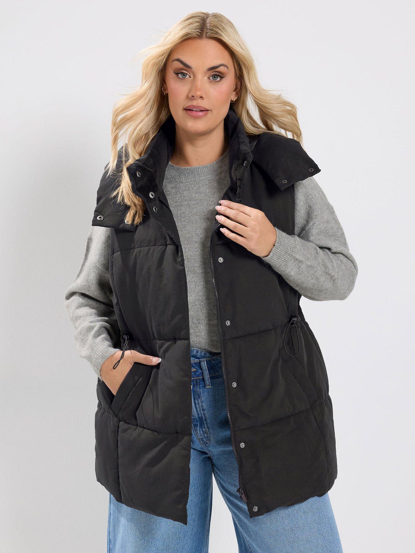 Image 1 of 4 of Yours Curve Short Padded Gilet - Black