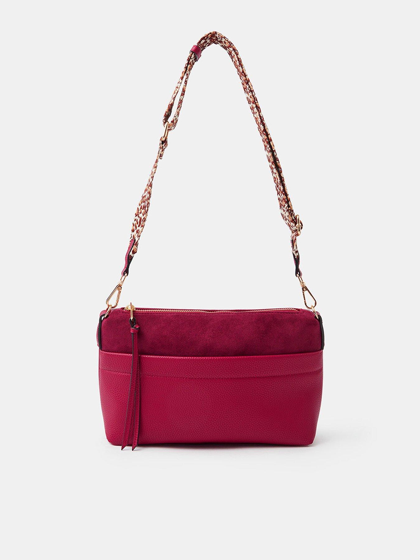 Image 1 of 5 of Accessorize Womens Cristina Leopard Strap Crossbody Bag - Red