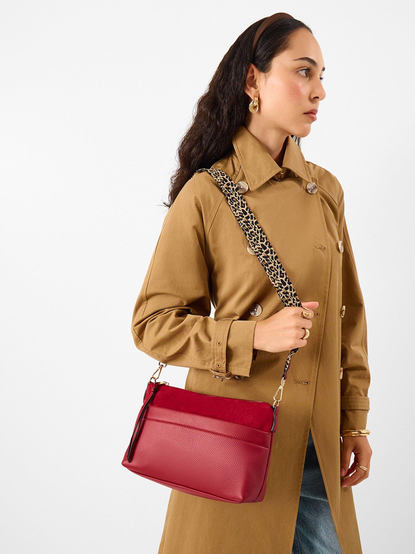 Image 2 of 5 of Accessorize Womens Cristina Leopard Strap Crossbody Bag - Red