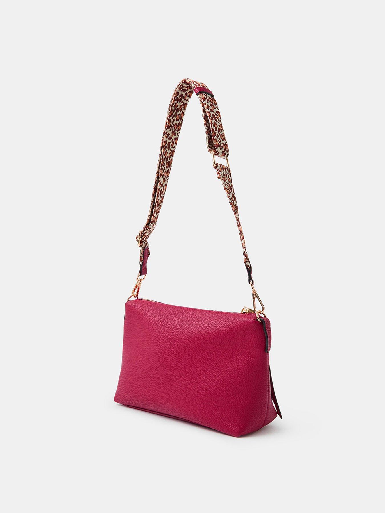 Image 3 of 5 of Accessorize Womens Cristina Leopard Strap Crossbody Bag - Red