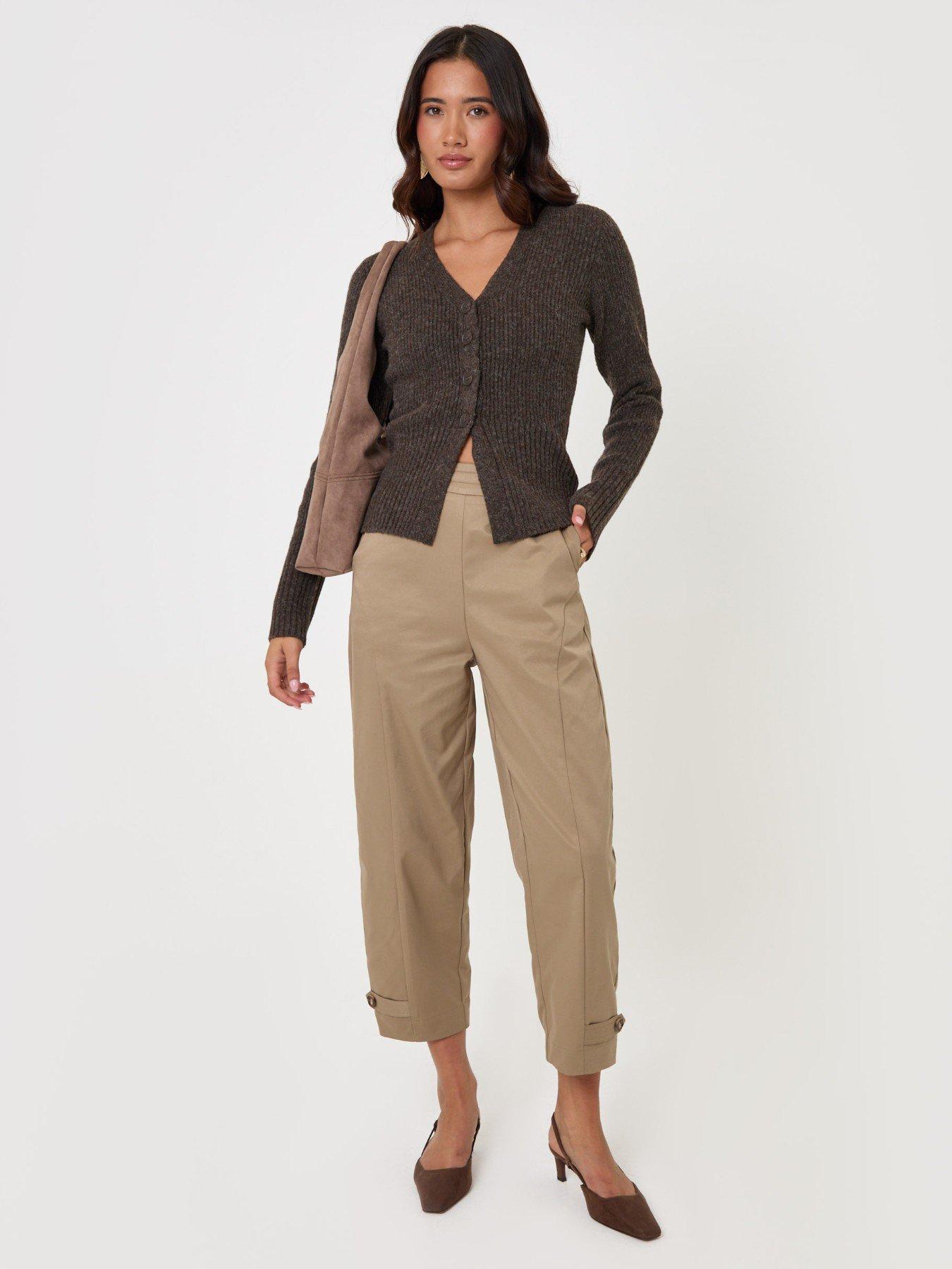 Image 3 of 4 of Threadbare Womens V-Neck Ribbed Button Cardigan - Brown