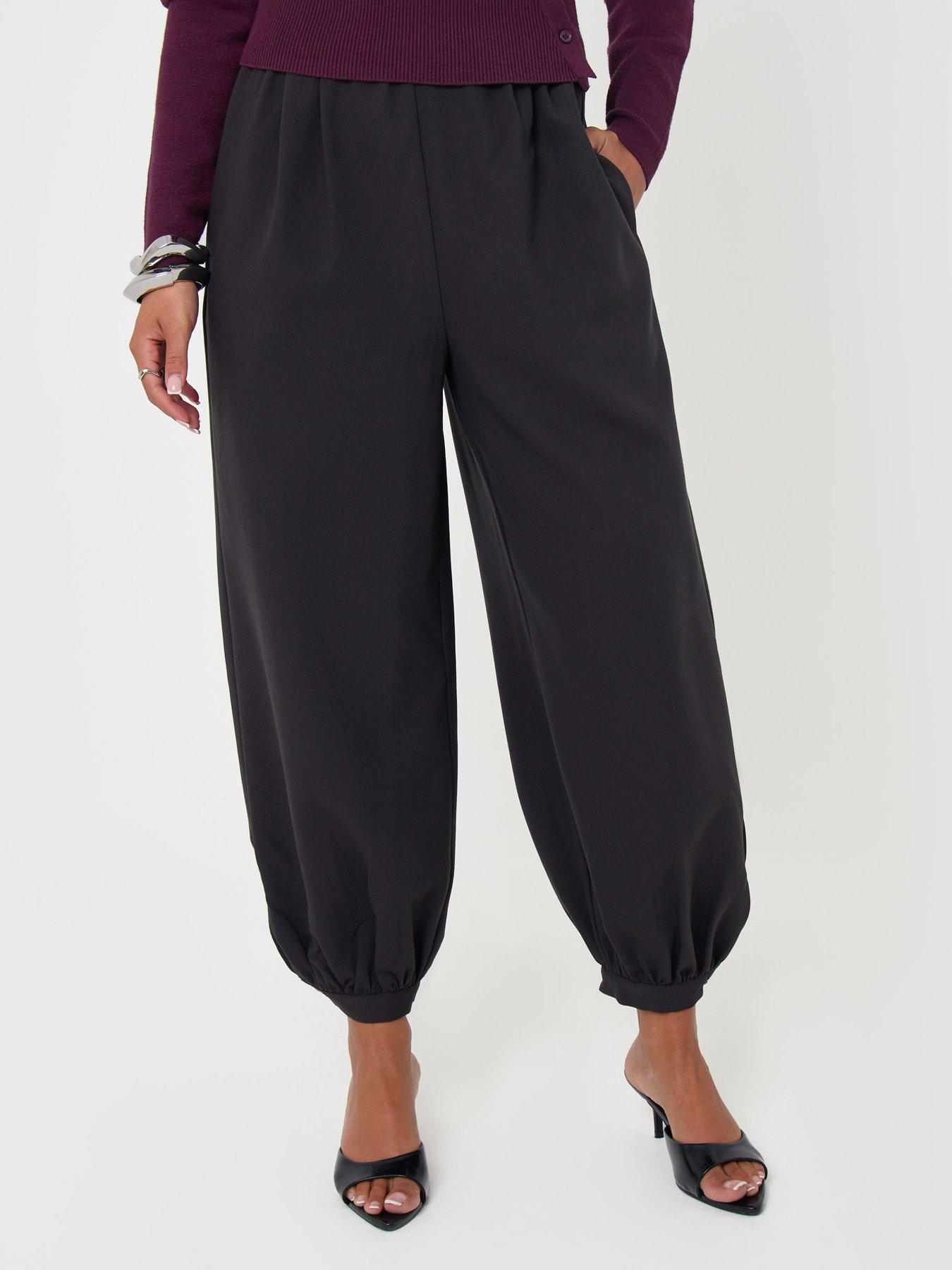 Image 1 of 4 of Threadbare Womens Balloon Trousers With Button Cuffs - Dark Grey