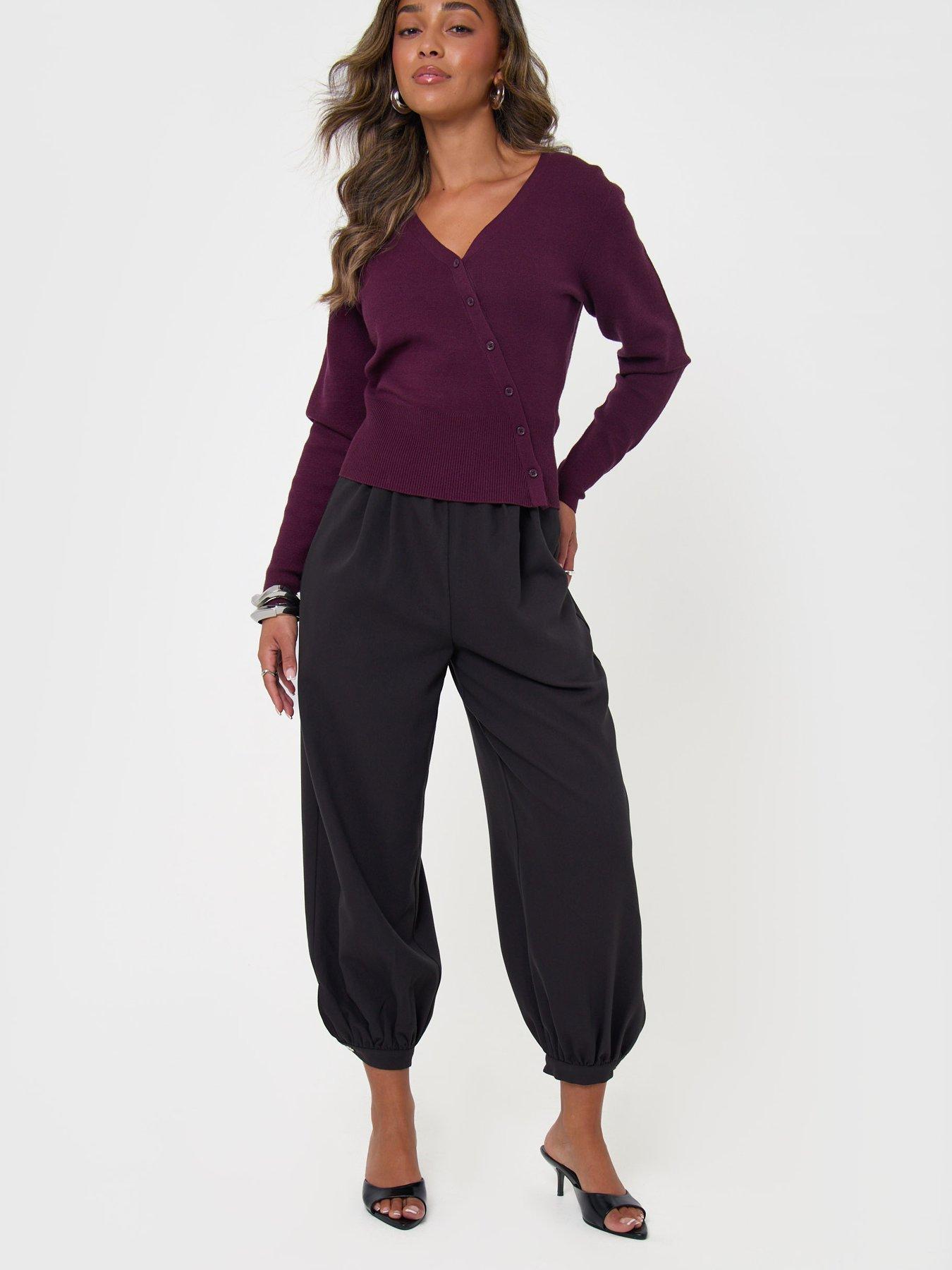 Image 3 of 4 of Threadbare Womens Balloon Trousers With Button Cuffs - Dark Grey