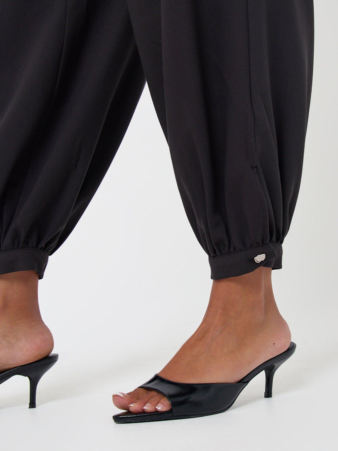 Image 4 of 4 of Threadbare Womens Balloon Trousers With Button Cuffs - Dark Grey