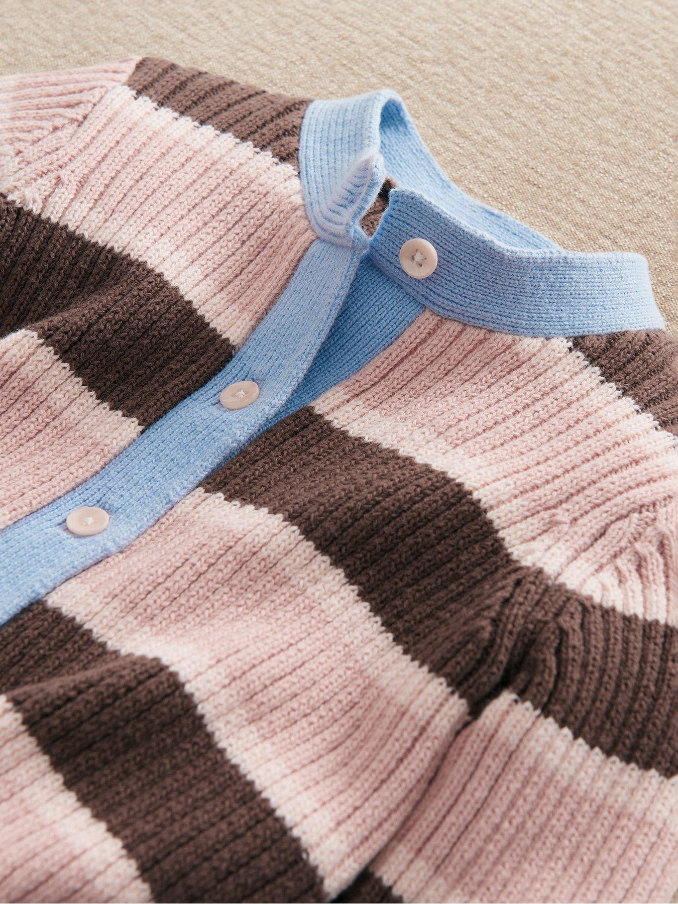 Image 4 of 5 of Mamas & Papas Baby Girls 2 Piece Stripe Cardigan &amp; Knitted Wide Leg Trousers - Multi