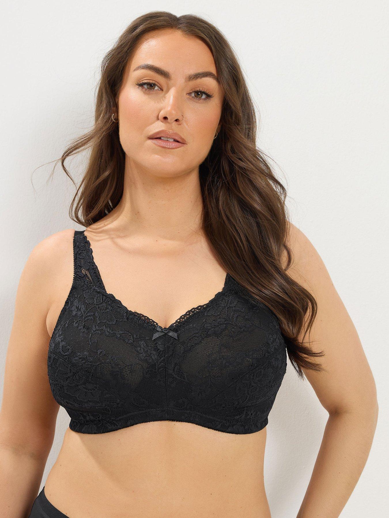 Yours YOURS Curve Lace Non-Padded Non-Wired Full Cup Bra - Black
