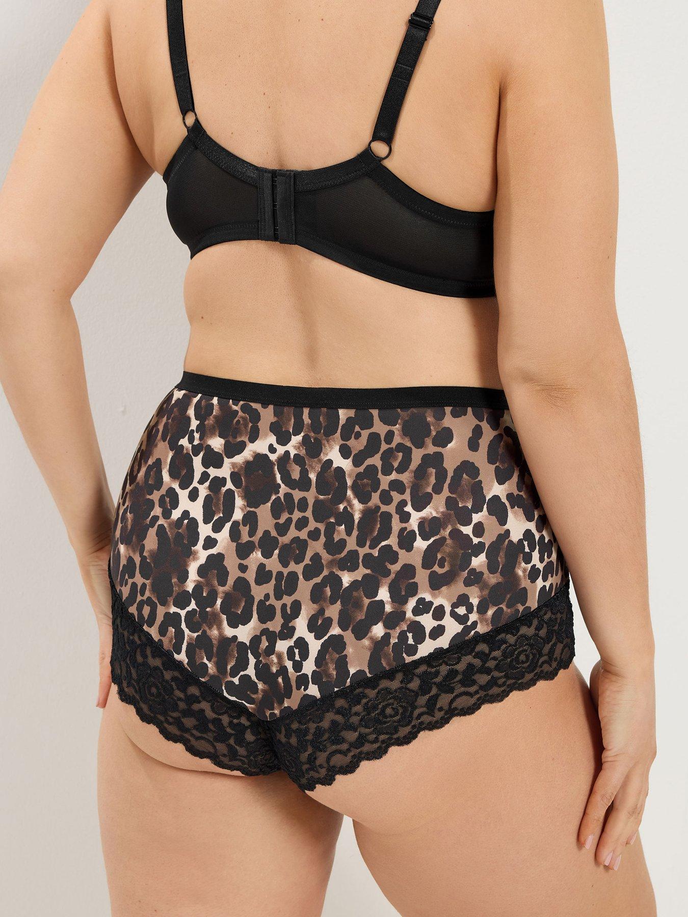 Image 2 of 4 of Yours YOURSET 3 PACK Curve Leopard Lace Full Briefs - Natural Brown